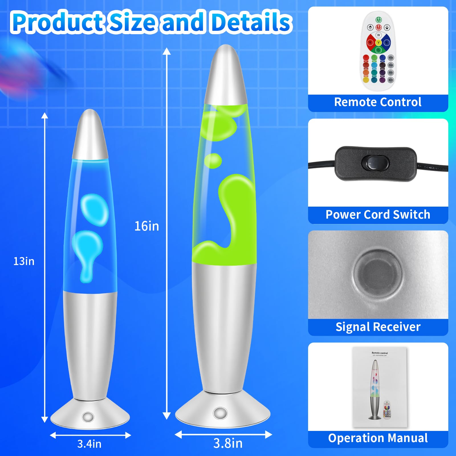 Besight Liquid Motion Lamp with Remote, 17 Color Changing Night Light, 13.5 Inch RGB LED Table Lamp for Kids & Adults, Home Deco