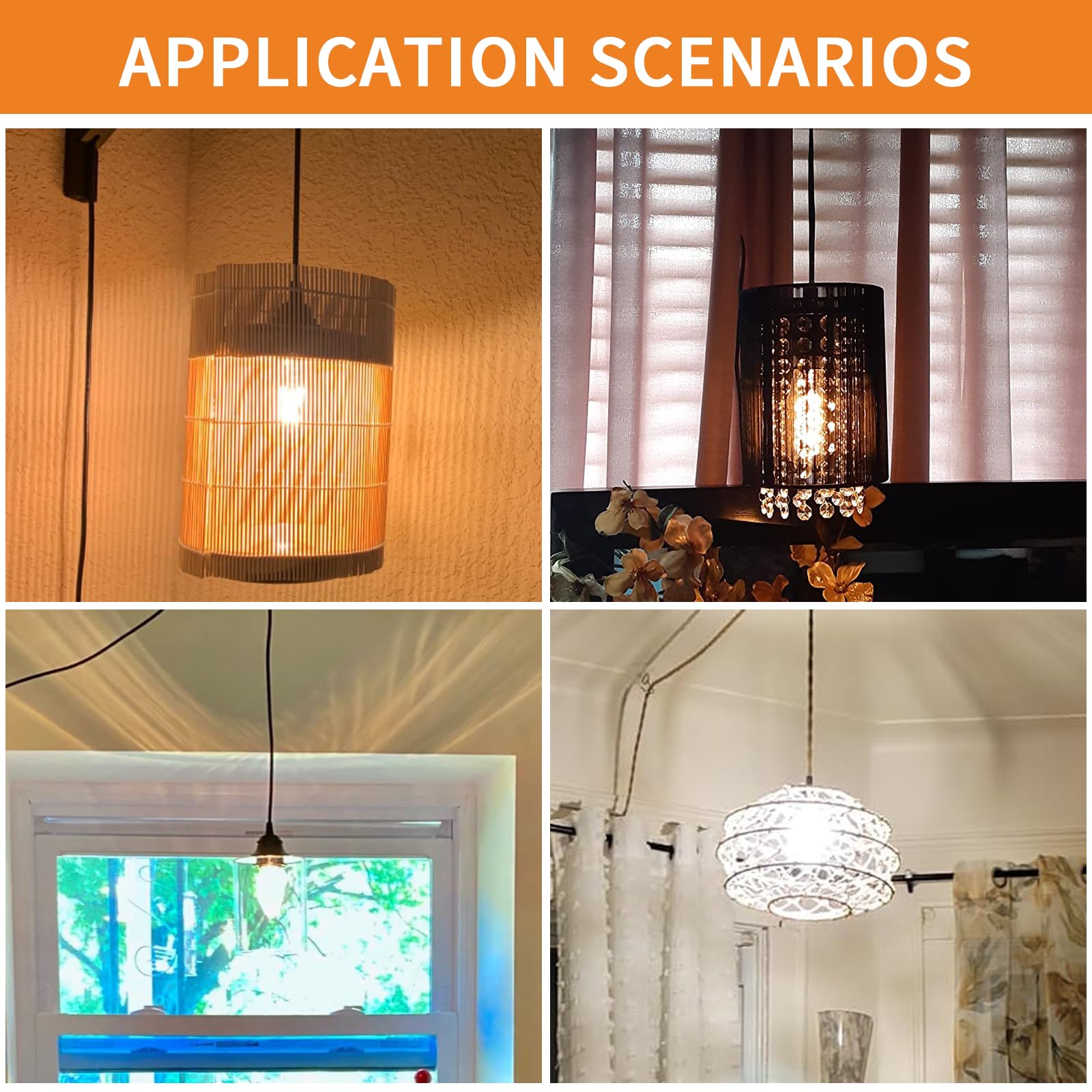 Lofob 14.8Ft Extension Hanging Lantern Cord Cable - White Pendant Lighting With Plug-In Cord And On/Off Switch,Diy With Lamp Sha