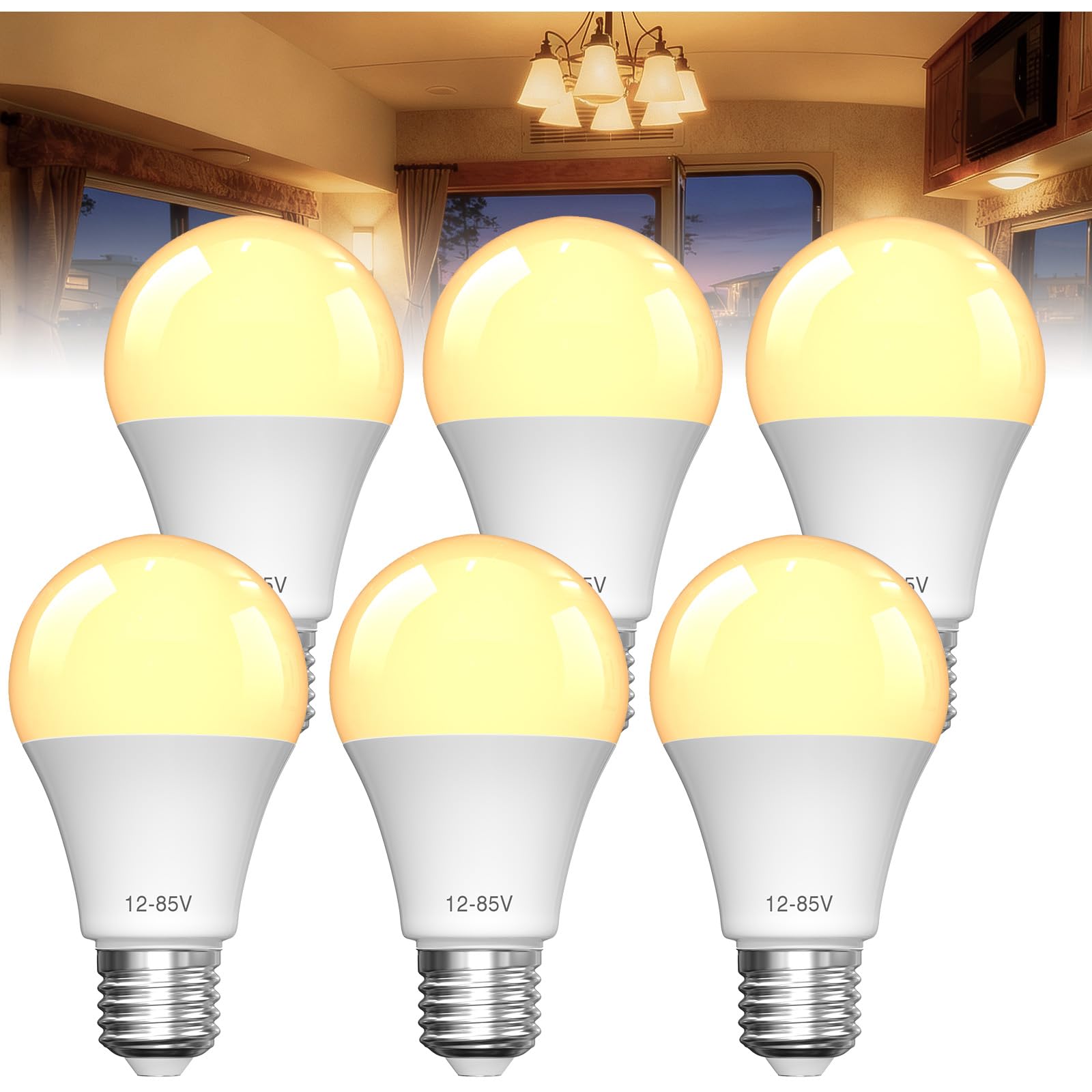 BrightArk 7W E26 12V-85V Led Low Voltage 24V 36V Light Bulb, Warm White 3000K, 60W Equivalent E26 Edison Screw Base Light Bulb, 