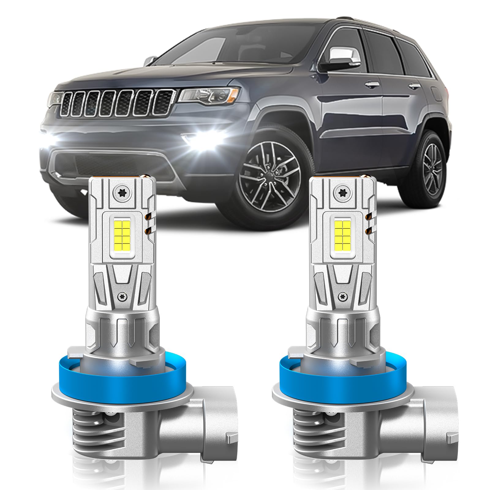 ZSTOPCL Fit for Jeep Grand Cherokee 2014-2021 Fog Light Bulbs or DRL  6000K Cool White 700% Brightness  Real 1:1 Size Plug and Play  Pack of 2