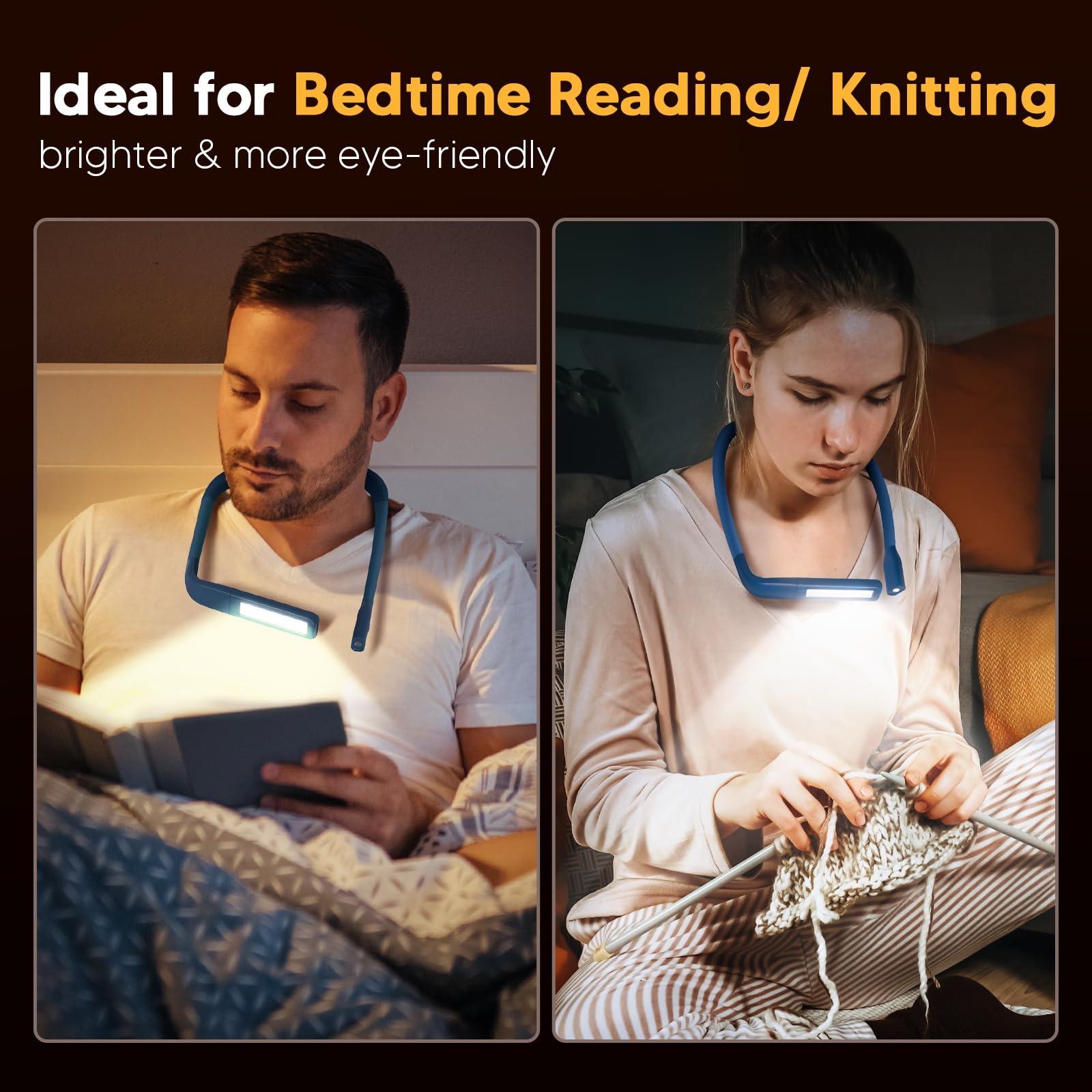 Book Light For Reading In Bed Neck Light Rechargeable Lamp For Reading Camping Working, Christmas Birthday Gifts For Book Lovers