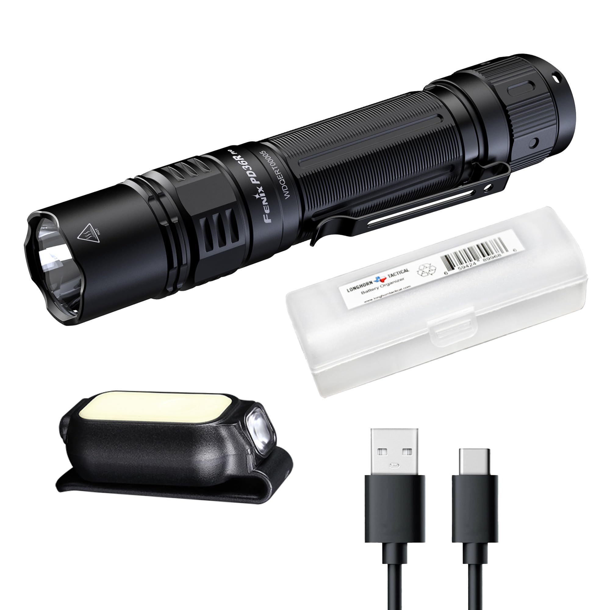 Fenix PD36R Pro Tactical Flashlight and Backup Light Kit, 2800 Lumen USB-C Rechargeable Mini-Lite Clip on Flashlight and Lumenta