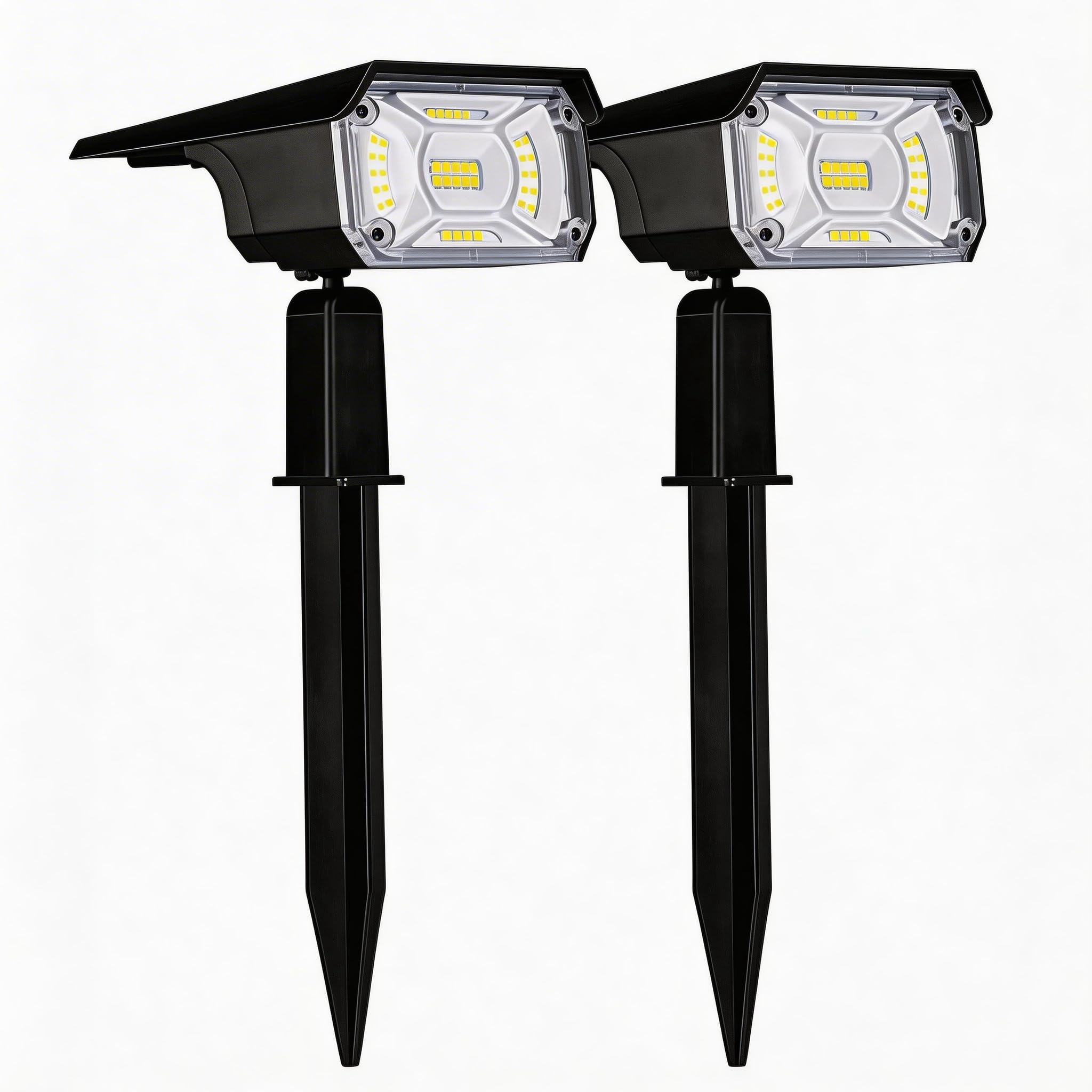 Solar Spot Lights 2 Pack, 40 LEDs IP65 Waterproof Landscape Spotlights, USB Charging & Solar Powered Wall Mount or Ground Stake,