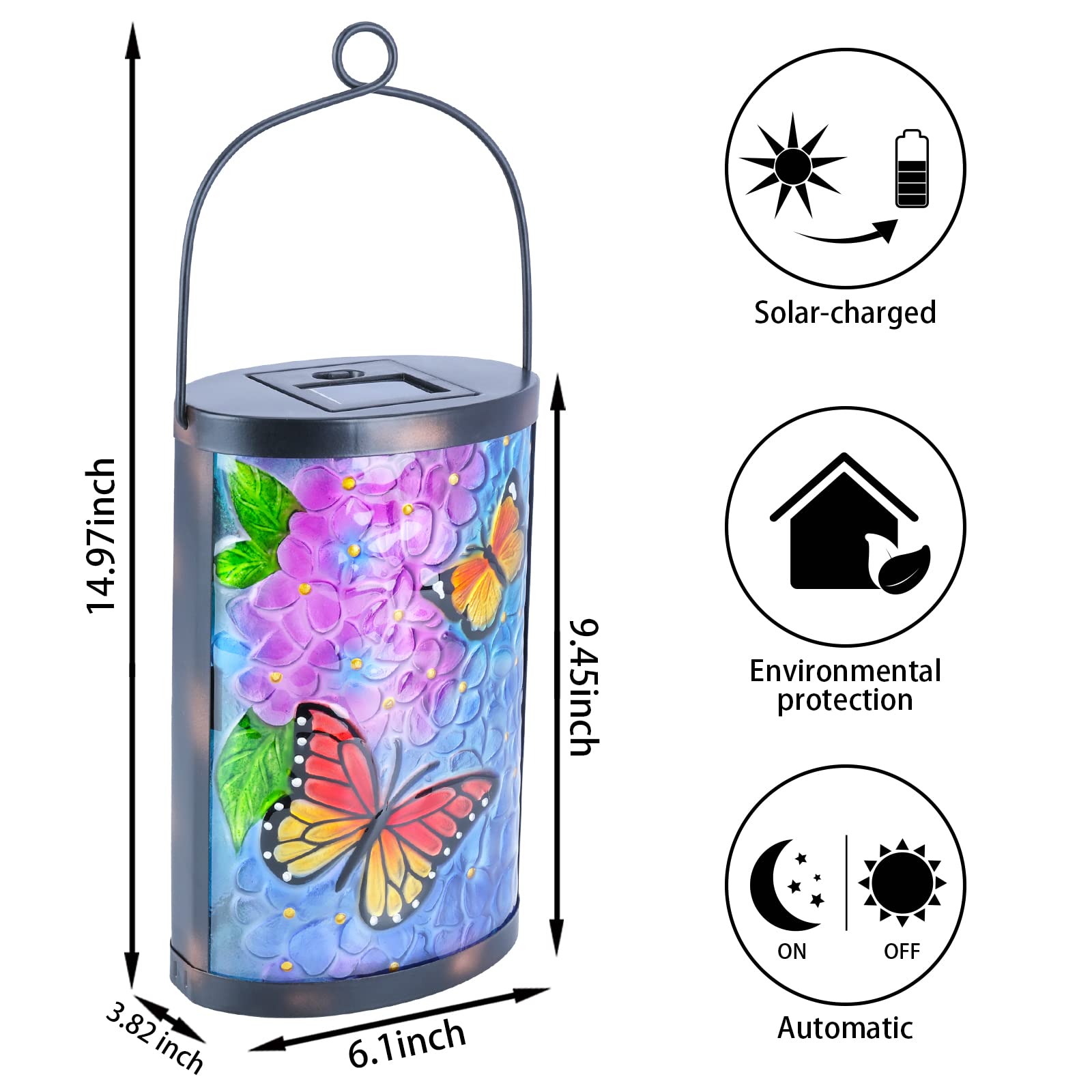 Hanging Solar Lantern Outdoor Waterproof Led Solar Lights Butterfly Decorative Solar Lanterns Tabletop Lamp For Outdoor Patio Ga