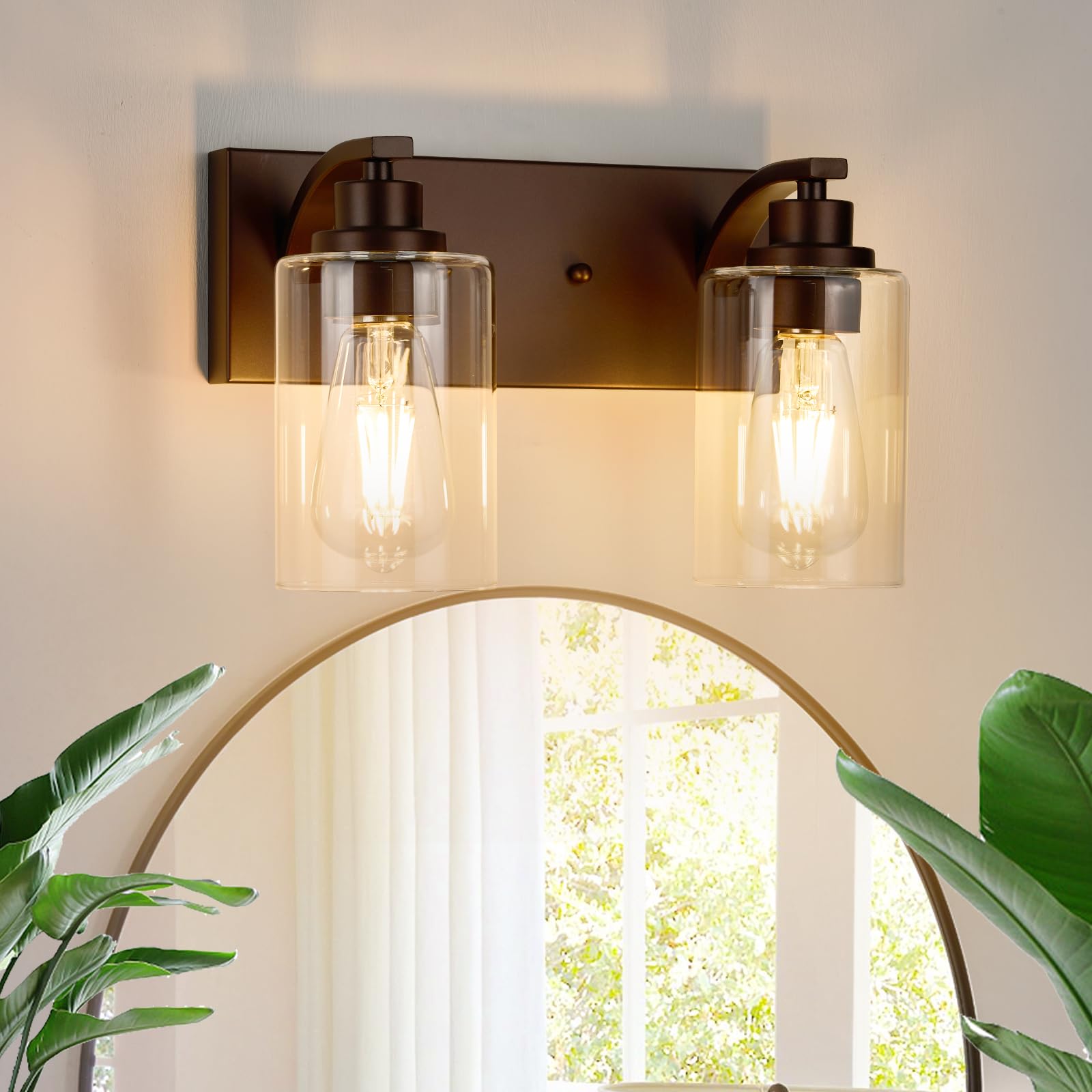 Alaislyc 2-Light Bathroom Light Fixtures Modern Orb Vanity Lights For Bathroom Lighting Fixtures Over Mirror With Clear Glass Shade For Cabinet Mirror Bedroom Hallway