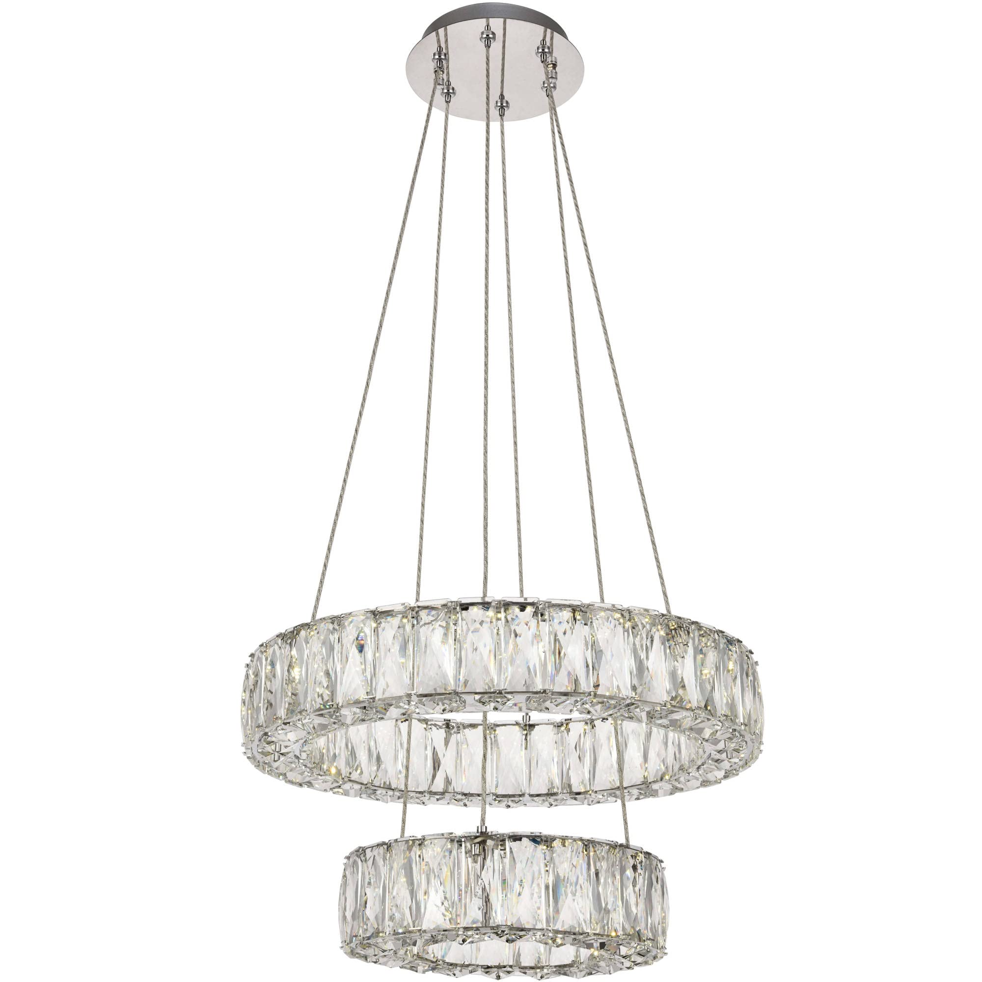 Elegant Lighting Modern Bright Home Decorative Monroe Integrated LED chip Light Chrome Pendant Clear Royal Cut Crystal  17.7x17