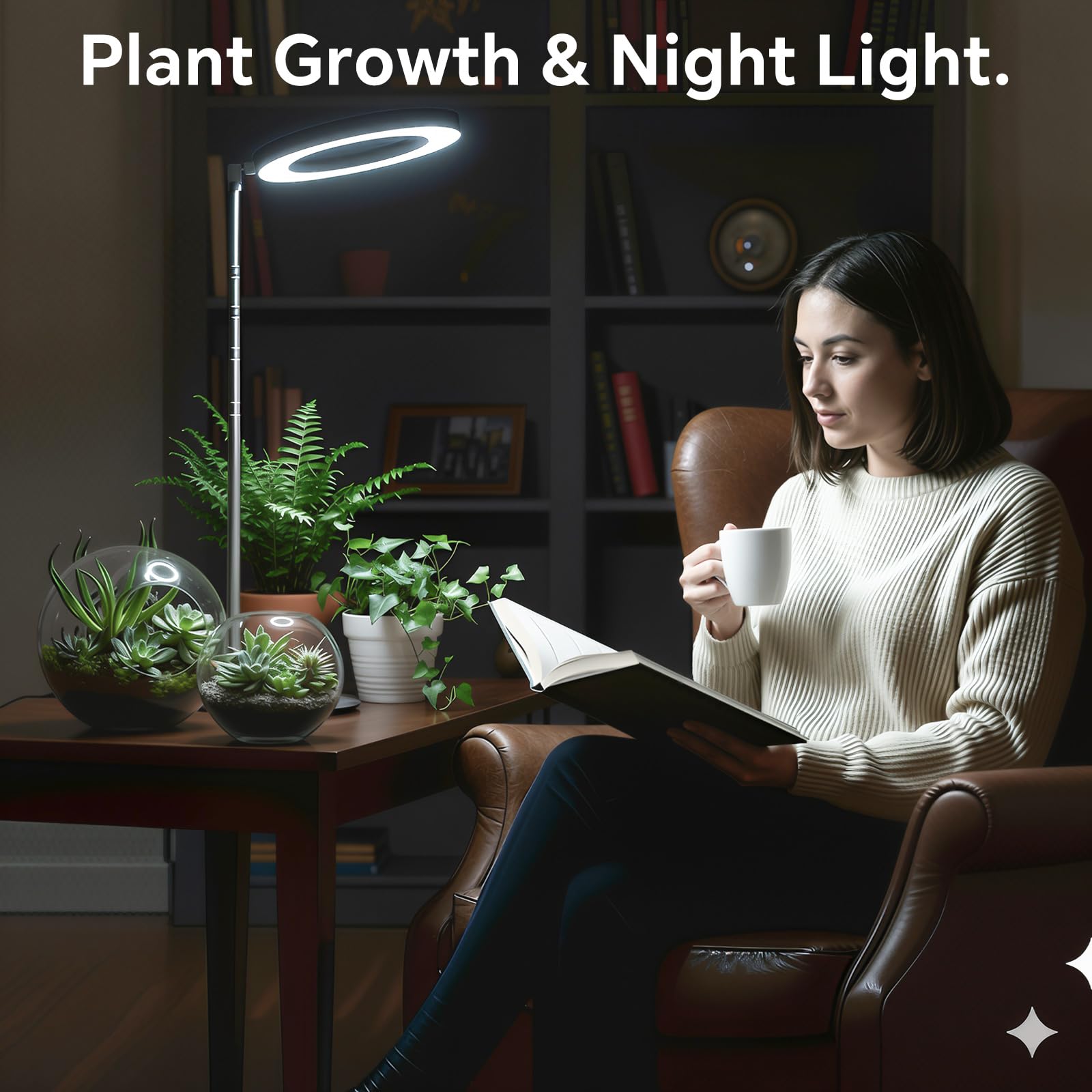 GTRUIIDY Height Adjustable Desktop Grow Light, Full Spectrum, Black, Model GT003, 3 Lighting Modes, Timer for Indoor Plants