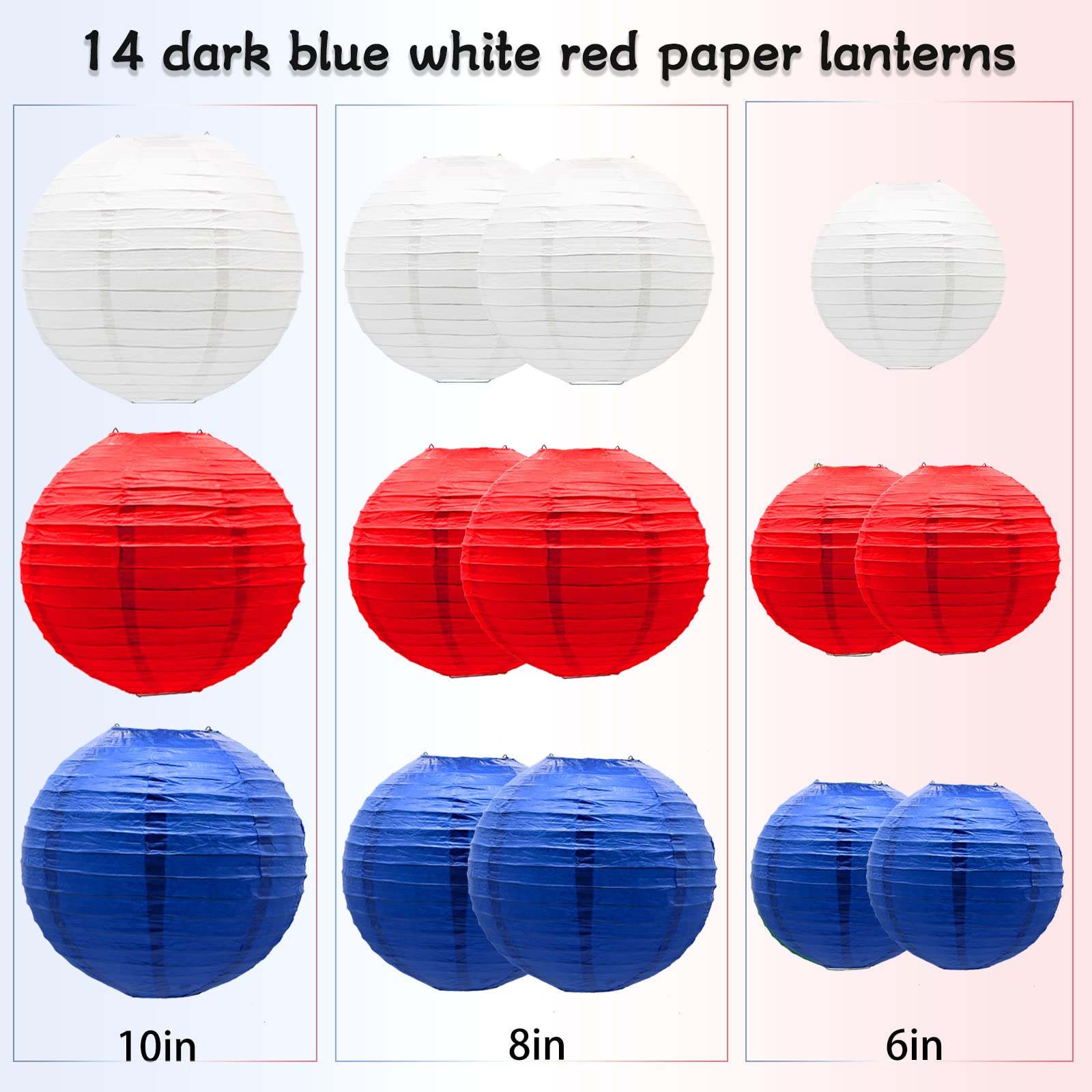 Paper Lanterns Party Decorations Red And Blue Independence Day - Hanging Paper Lanterns Indoor Outdoor - 4Th Of July Day Patriot