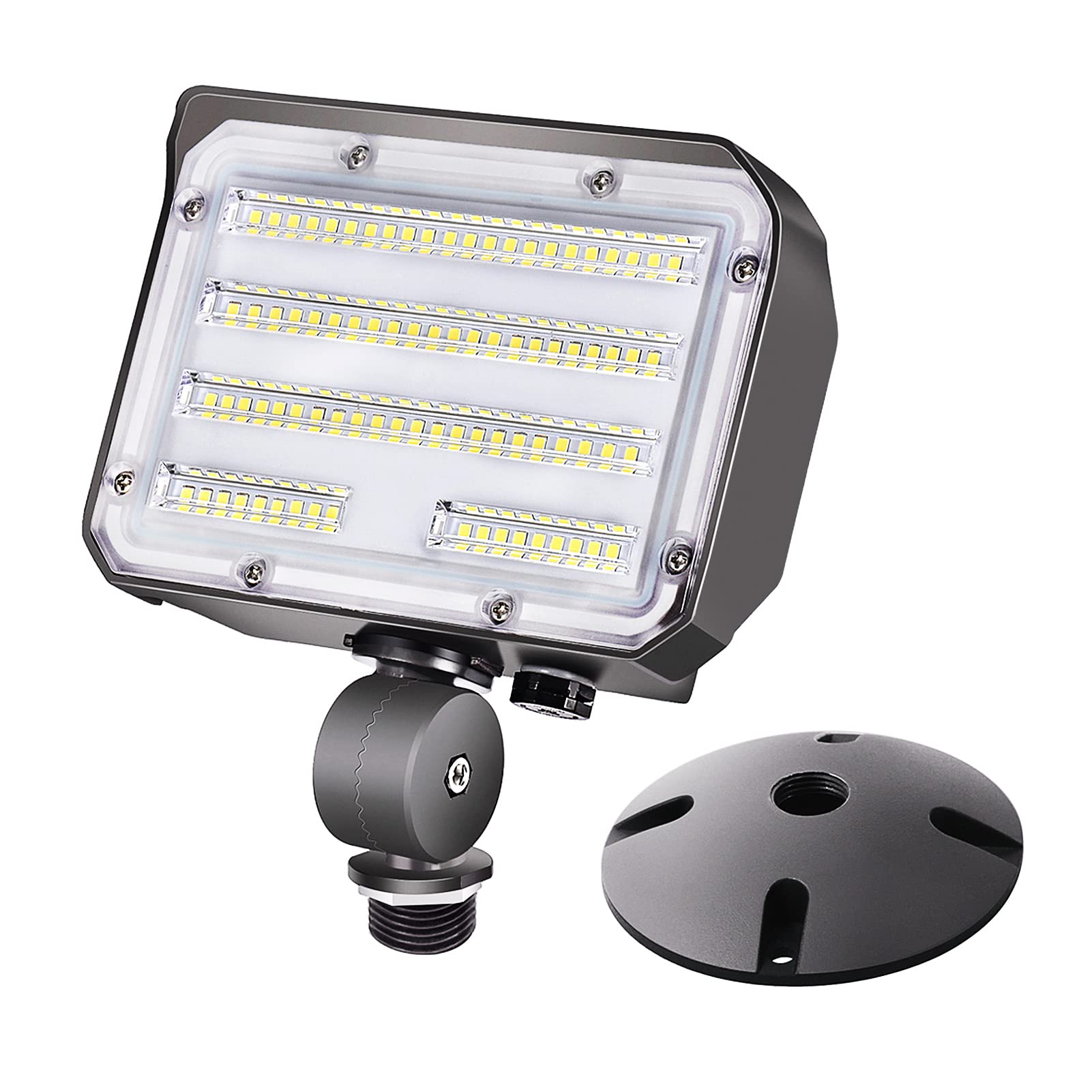 SZGMJIA 30W LED Flood Light with Knuckle, Outdoor Security Fixture Light with Dusk-to-Dawn Photocell 5000K 4,050lm(200W Equivalent) Waterproof with Base AC100-277V for Wall Mount Entrance Garden Yard