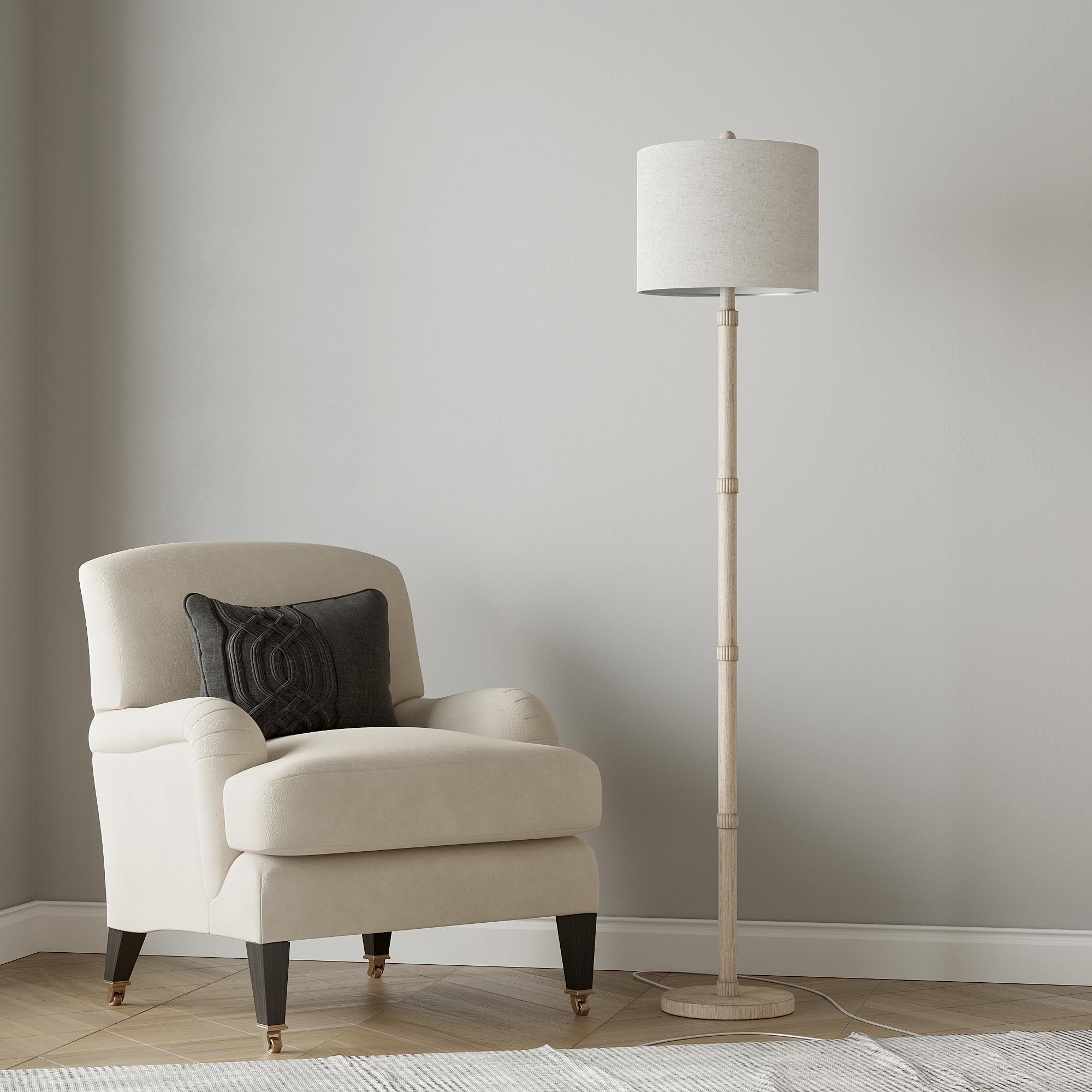 BOBOMOMO Retro Farmhouse Floor Lamp Rotary Switch, 62'' Resin Vintage Floor Lamp, Rustic Tall Floor Lamp for Living Room, Corner