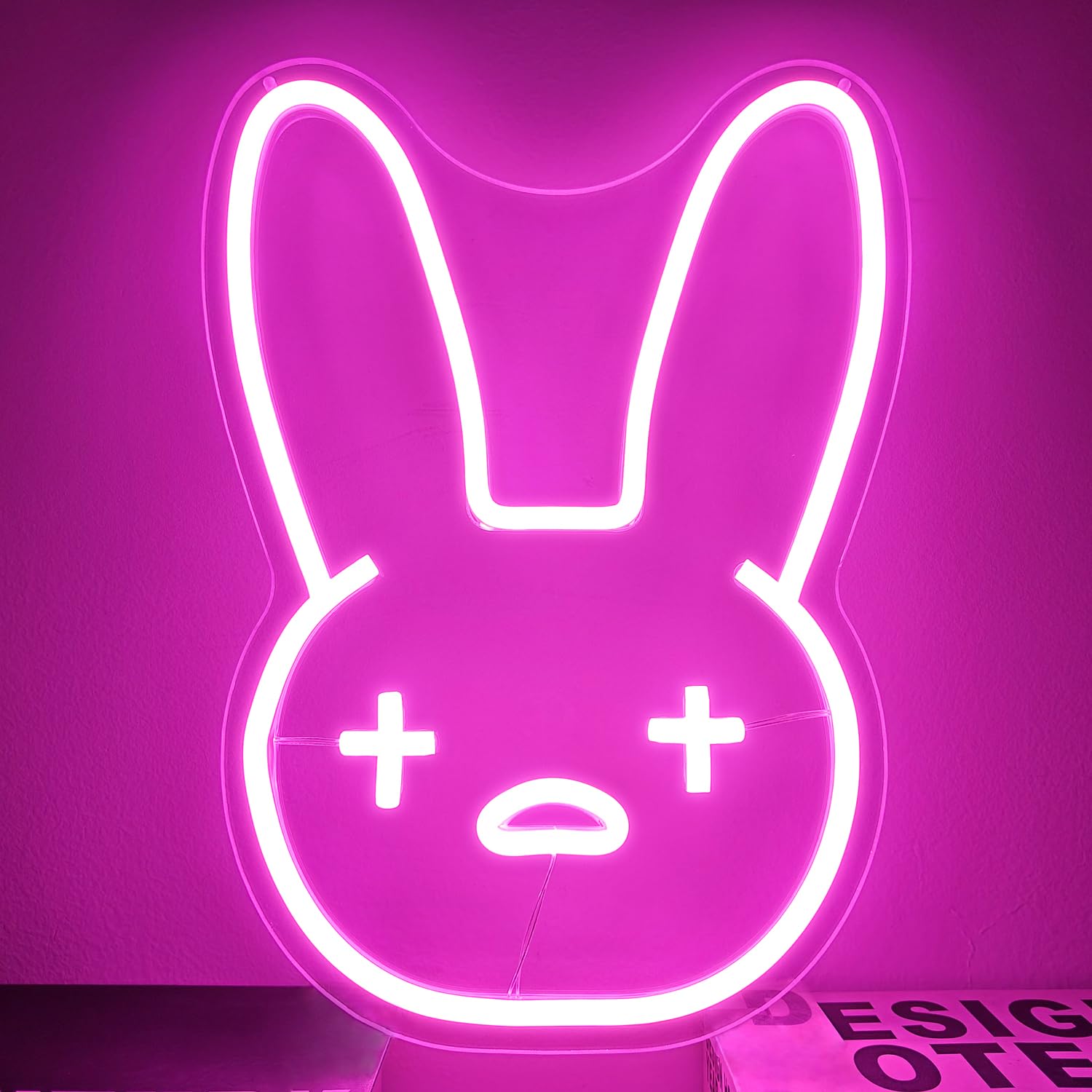 CinsYarn Neon Sign - Bad Cute Bunny LED Wall Decor, Dimmable, Colorful, Acrylic, Hip-Hop Merchandise for Game Room and Birthday Gifts