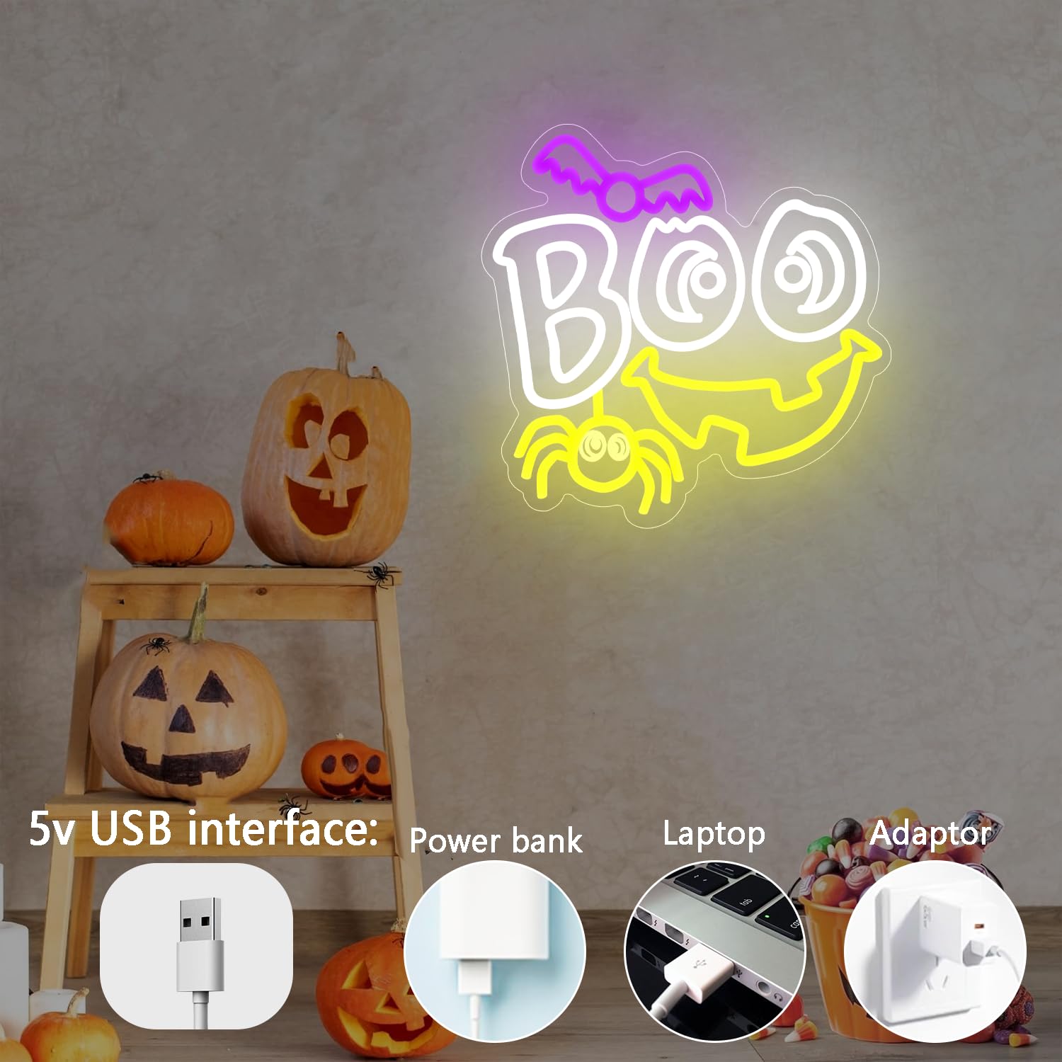 Halloween Neon Signs Neon Halloween Sign Ghost Neon Sign Bat Neon Sign For Neon Halloween Decorations Led Halloween Neon Light Brings A Festive Atmosphere And Makes A Great Xmas Gift