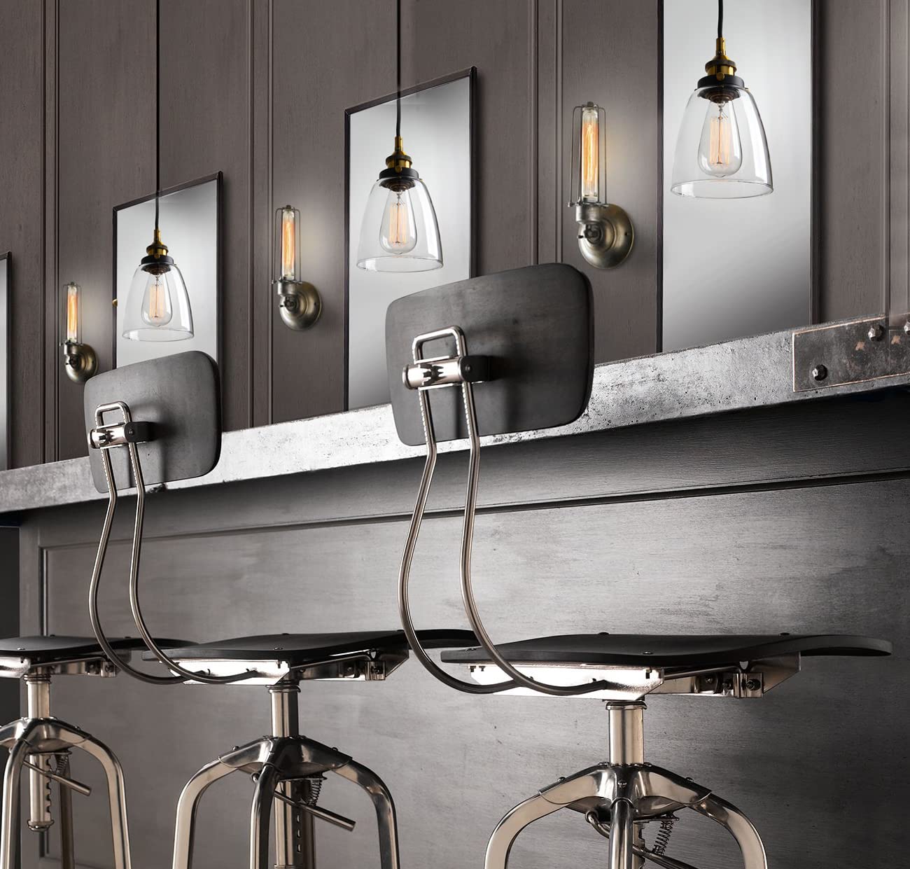 Pathson Retro Pendant Light, Industrial Hanging Lamp, Adjustable Clear Glass, Antique Metal, Model Yt030-D