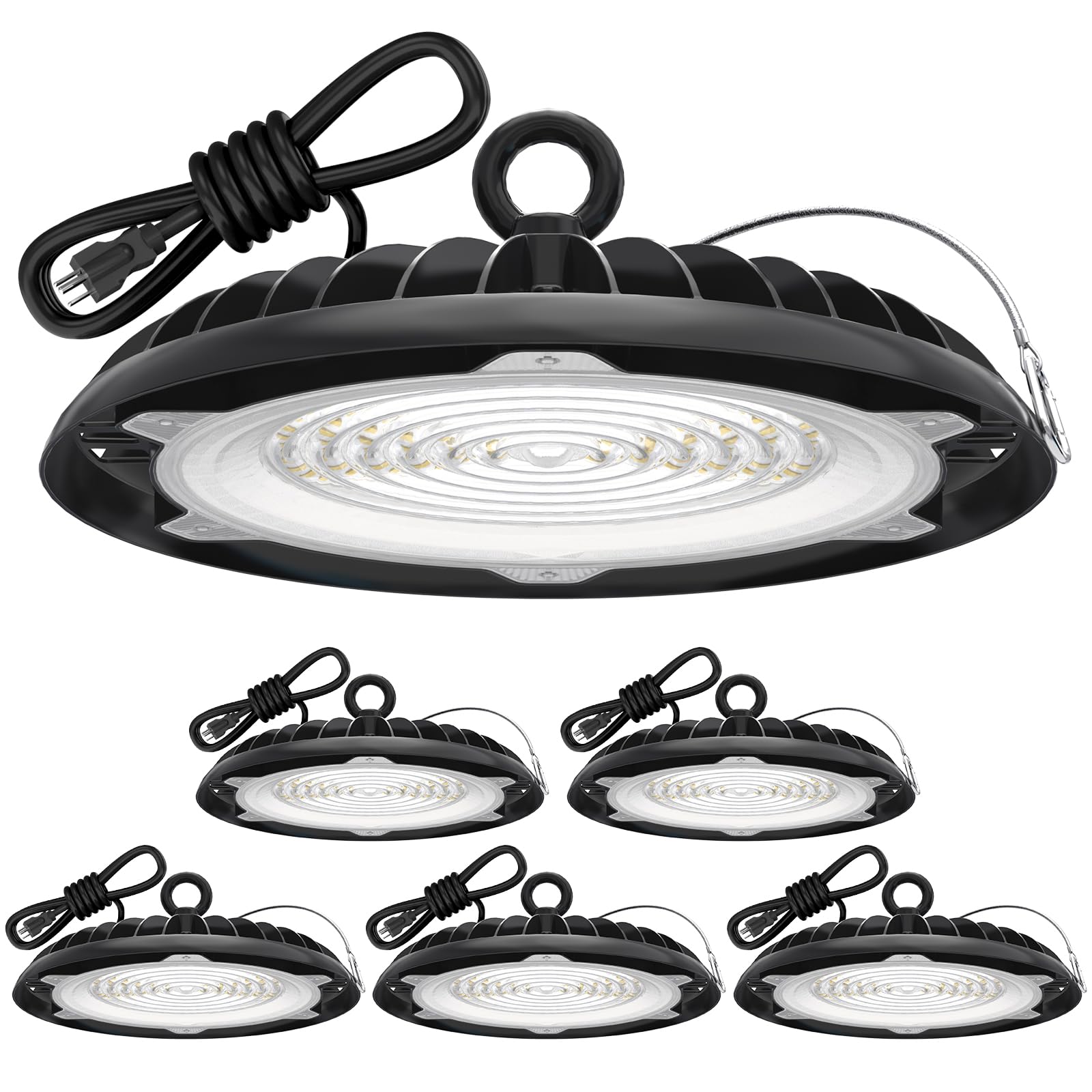HYPERLITE Led High Bay Lights: 150W High Bay Lights with 18000LM, 5000K Daylight, Plug and Play with 6ft Cable, UFO High Bay wit