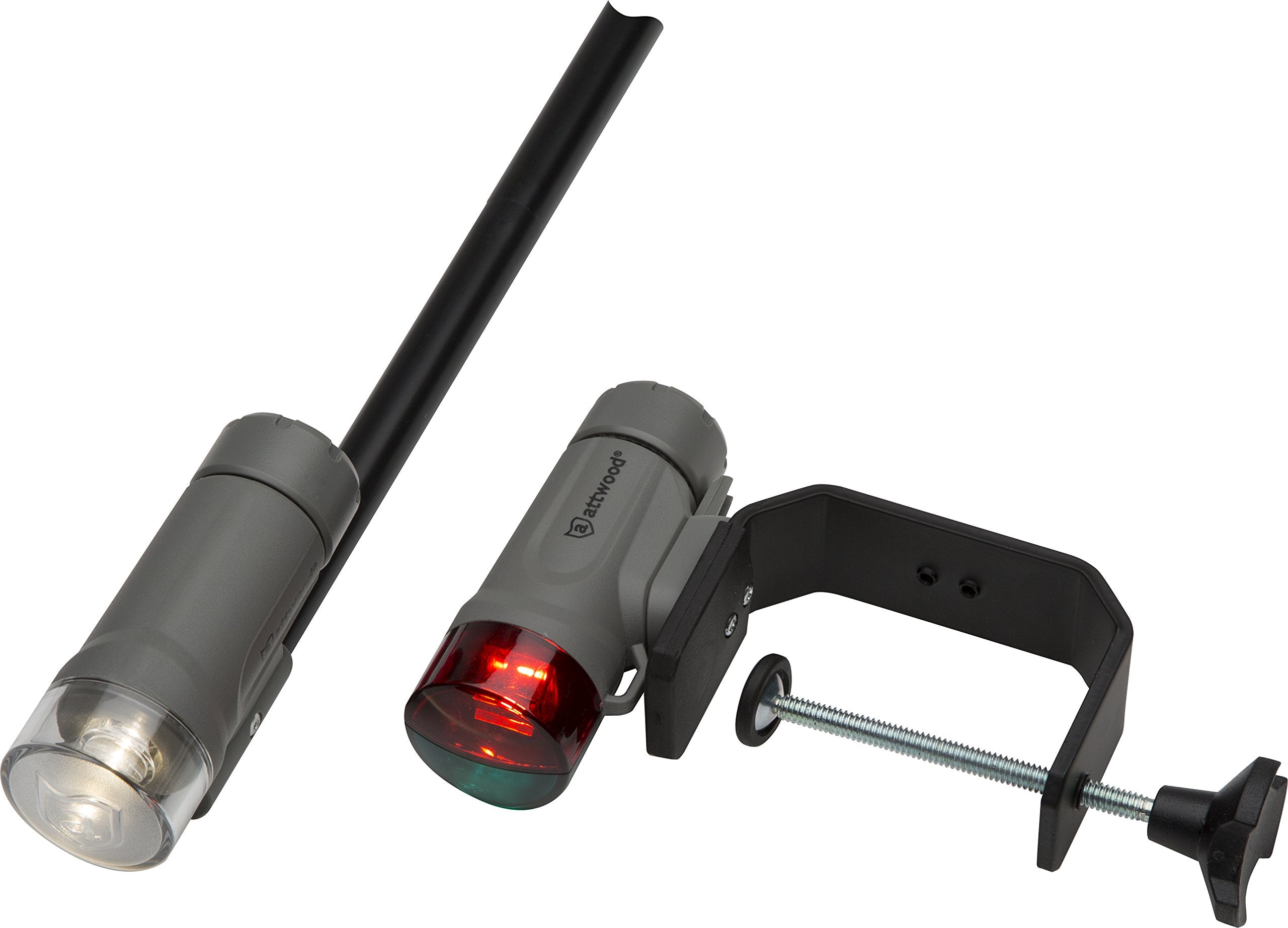 Attwood Portable Clamp-On LED Light Kit, Water-Resistant, Marine Gray Finish, Model 14190-7, One Size