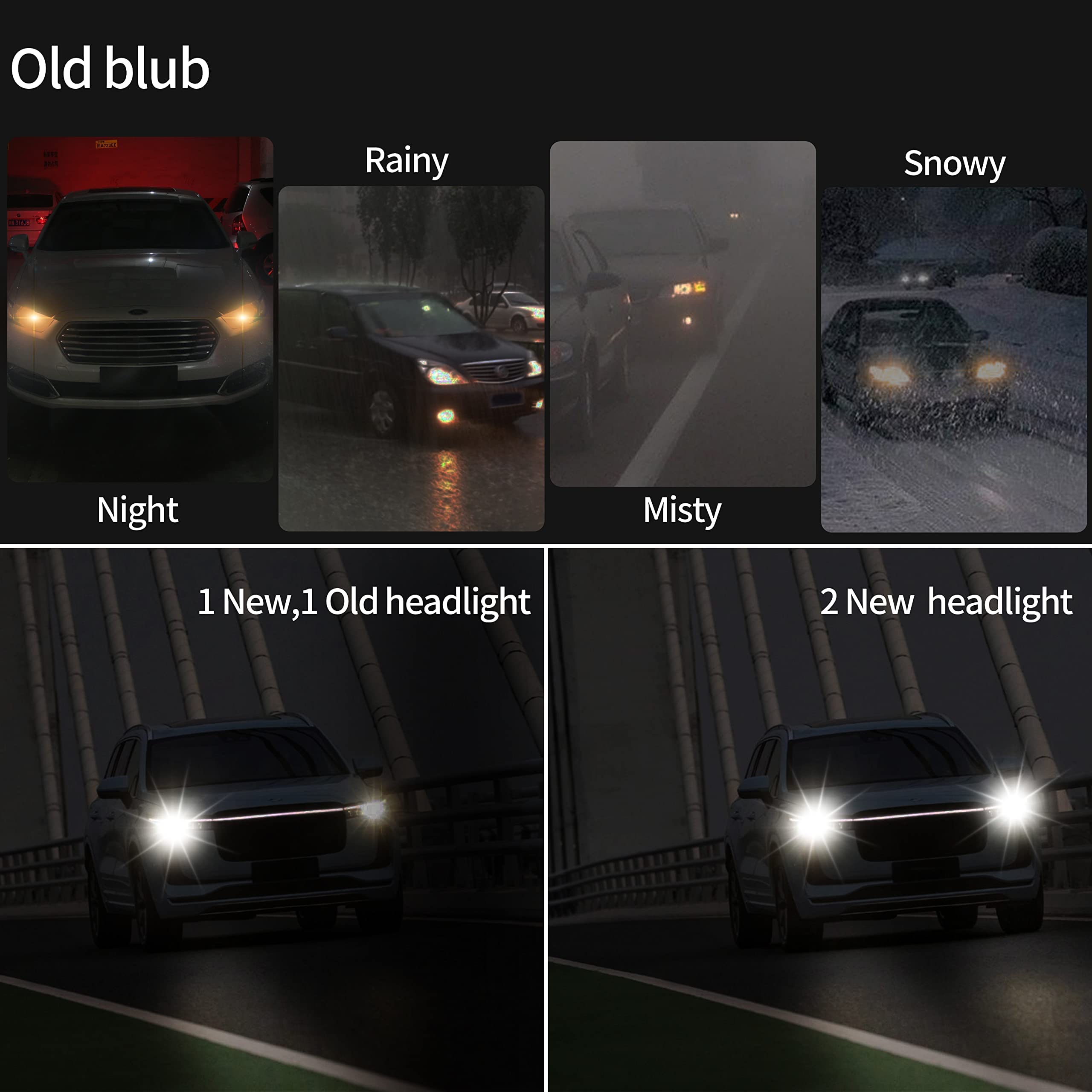 Newbrown H11 Headlight Bulb H11 Halogen Bulb 5000K Super White Light Long Life Replacement Pgj19-2 12V/55W (H11, 4 Pack)