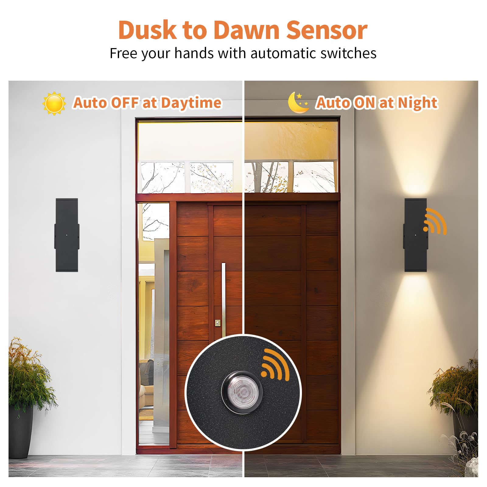 Dusk To Dawn Outdoor Lighting  Led Square Up And Down Outdoor Sconce Lights  Matte Black Exterior Lighting Fixtures With 7W Led Bulbs  Front Porch Lights For House  Garage  Patio  Doorway  6 Pack
