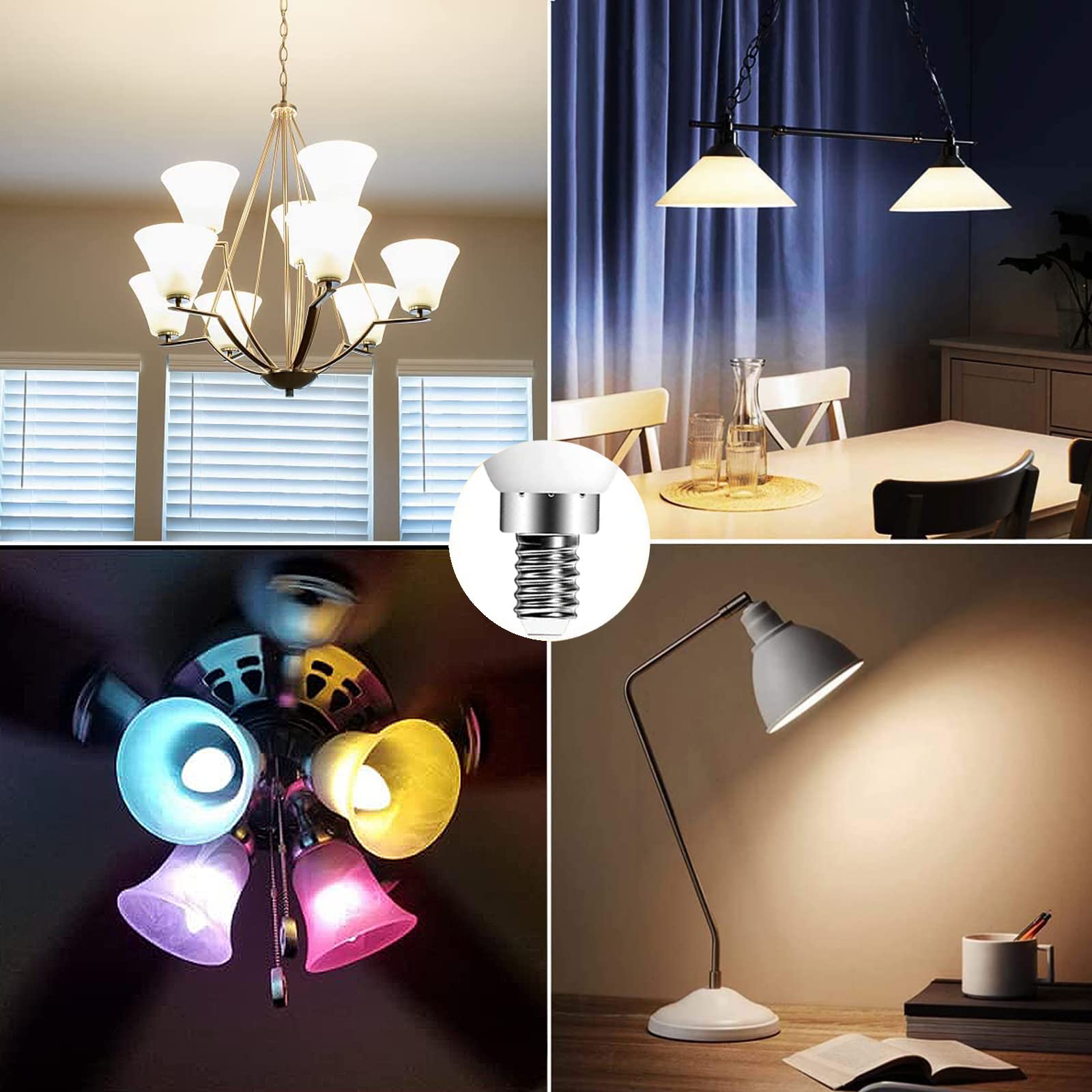 ChangM E12 LED Candelabra Bulbs, 40W Equivalent, Color Changing RGB + 5000K, 10 Pack, Remote Control, Small Screw Base