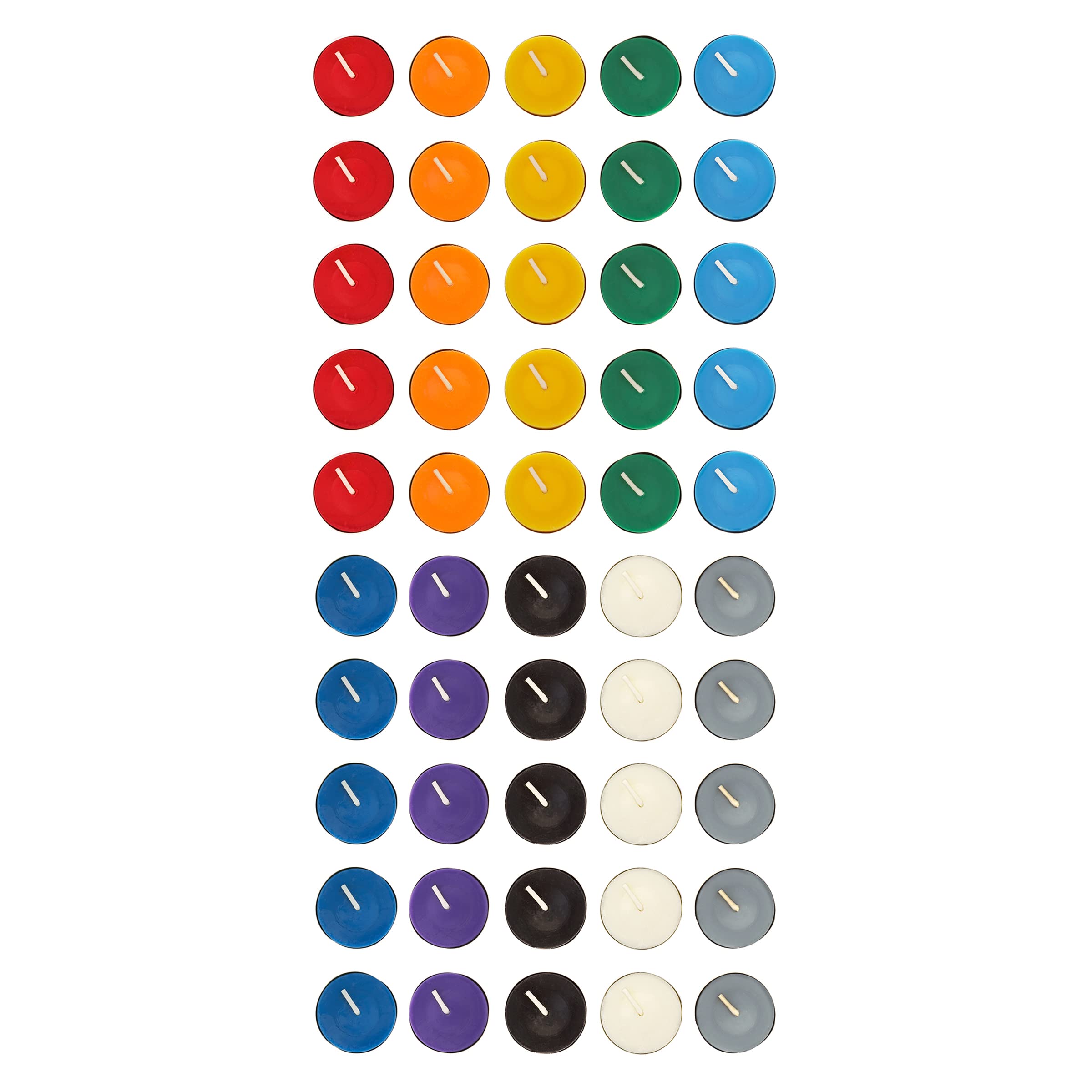 Mega Candles 50 Pcs Unscented Assorted Colors Tea Lights Candles, Great For Casting Chimes, Chakra, Rituals, Spells, Vigil, Witchcraft, Wiccan Supplies, Magic, Enchantments, Vibrant Fun Colors