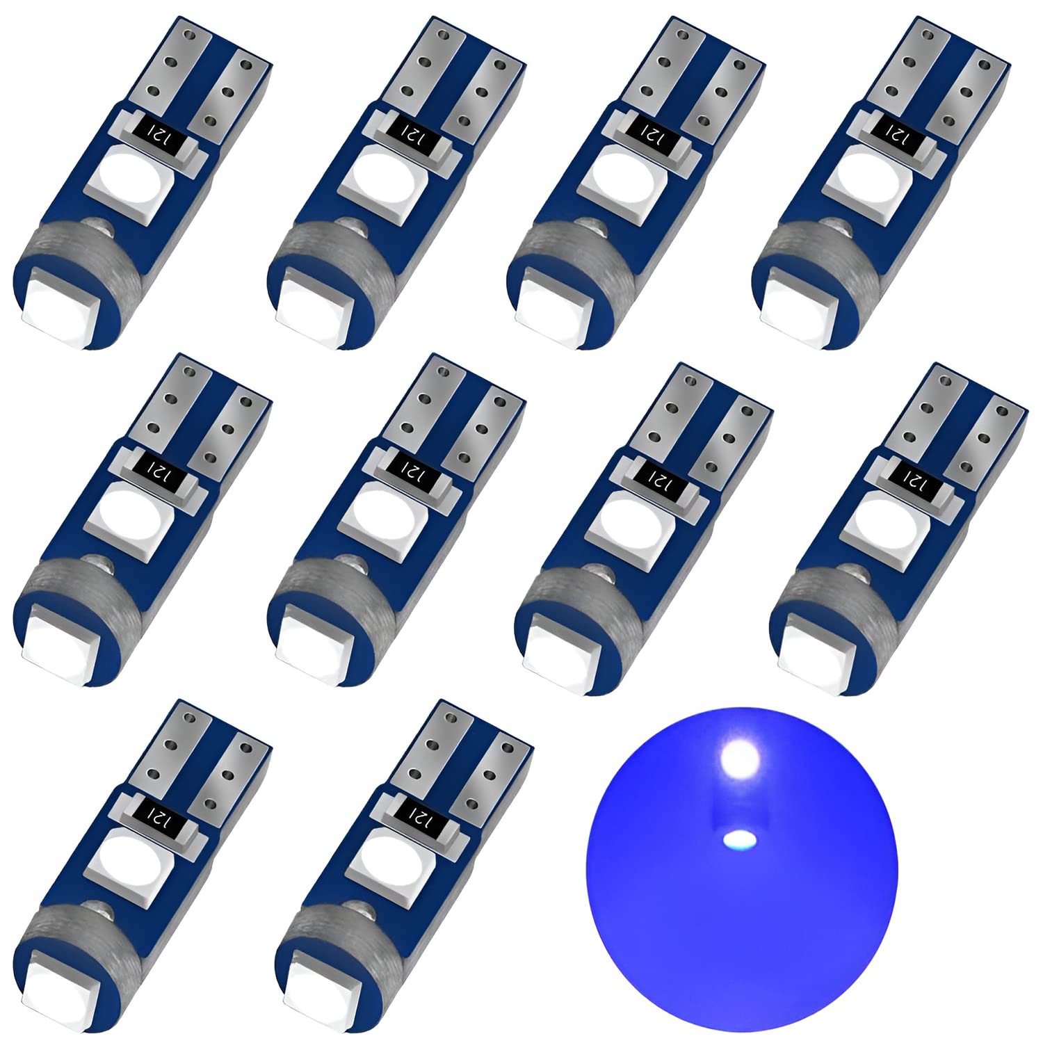 Auxlight Ultra Blue T5 37 74 2721 Pc74 Pc37 Led Bulb, 3030 Chips Super Bright 12 Volt Replacements, Interior Dome Map Dashboard 