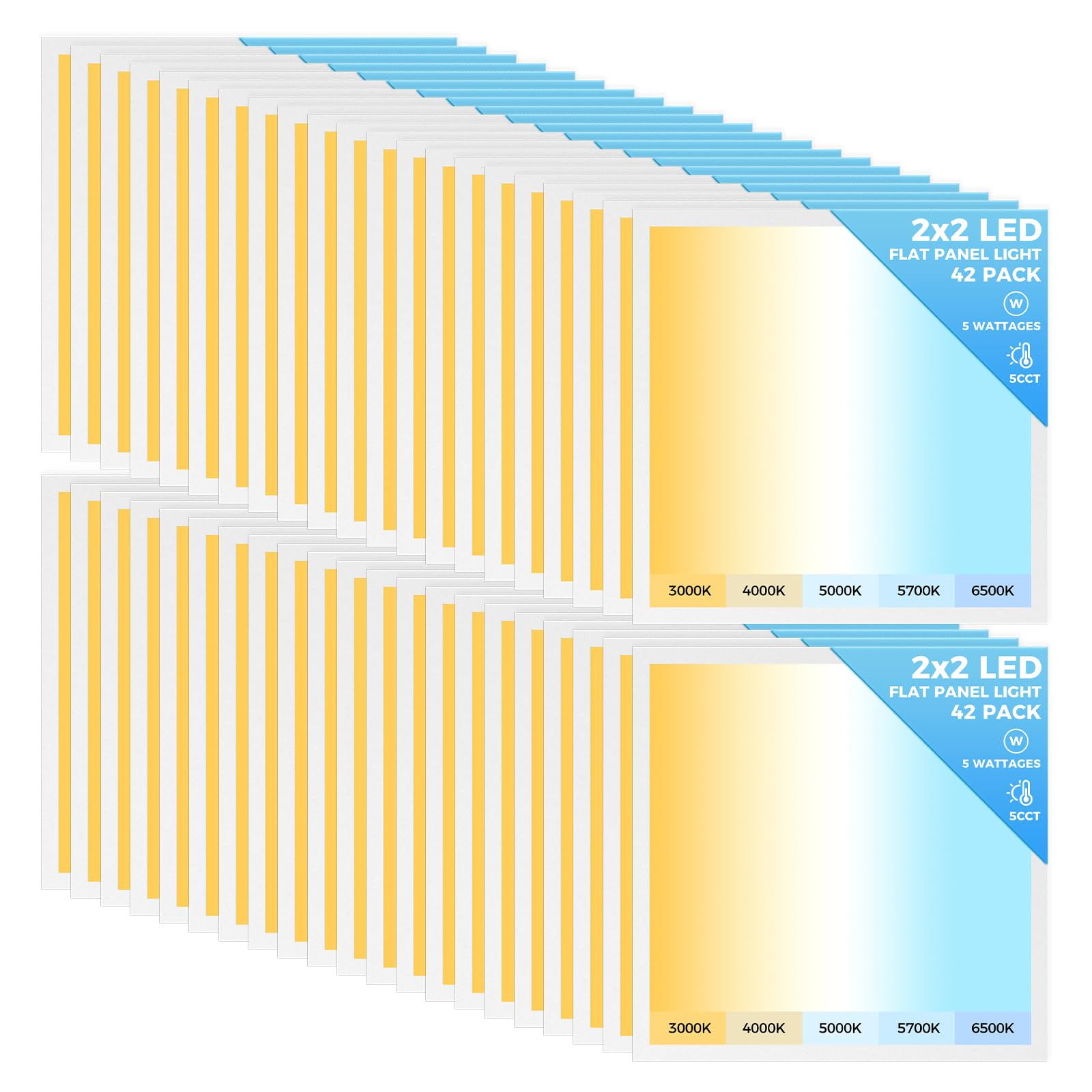 Aikvsxer 42 Pack 2X2 Led Flat Panel Light  Flush Mount Ceiling Light Kitchen Lighting Fixtures Bright 6500Lm 0-10V Dimmable Switchable 3000K/4000K/5000K/5700K/6500K  30W/35W/40W/45W/50W