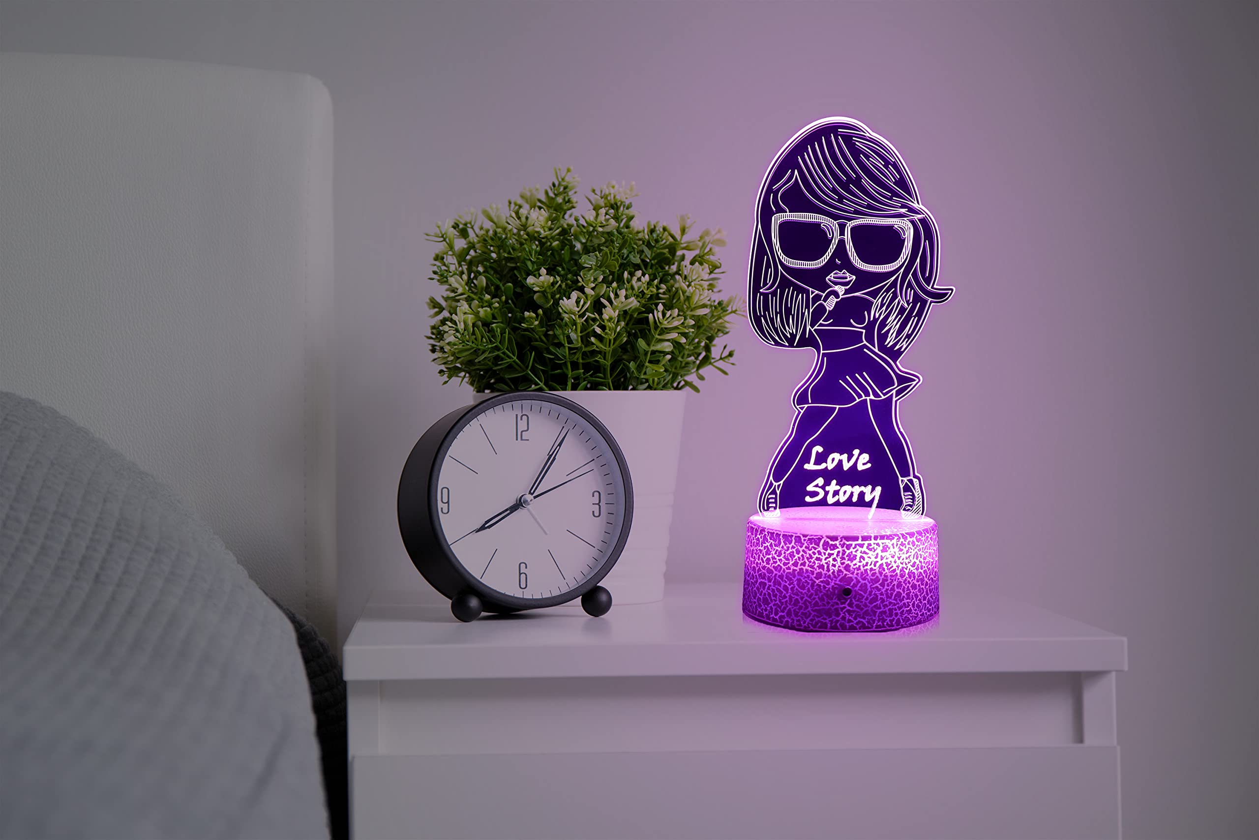 Qhy Birthday Gifts For Girls, Cute Girl Night Light, Decoration For Room. Table Lamp For Music Party Supplies.Night Light With 16 Colors Change And Timing
