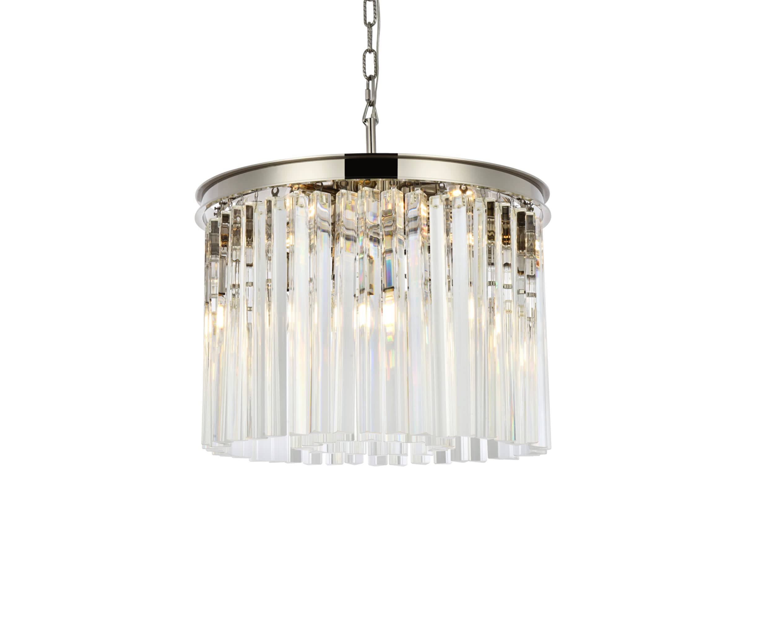 Elegant Lighting Sydney Collection 1208D20PN/RC 6-Light Pendant Lamp with Royal Cut Crystals, Polished Nickel Finish