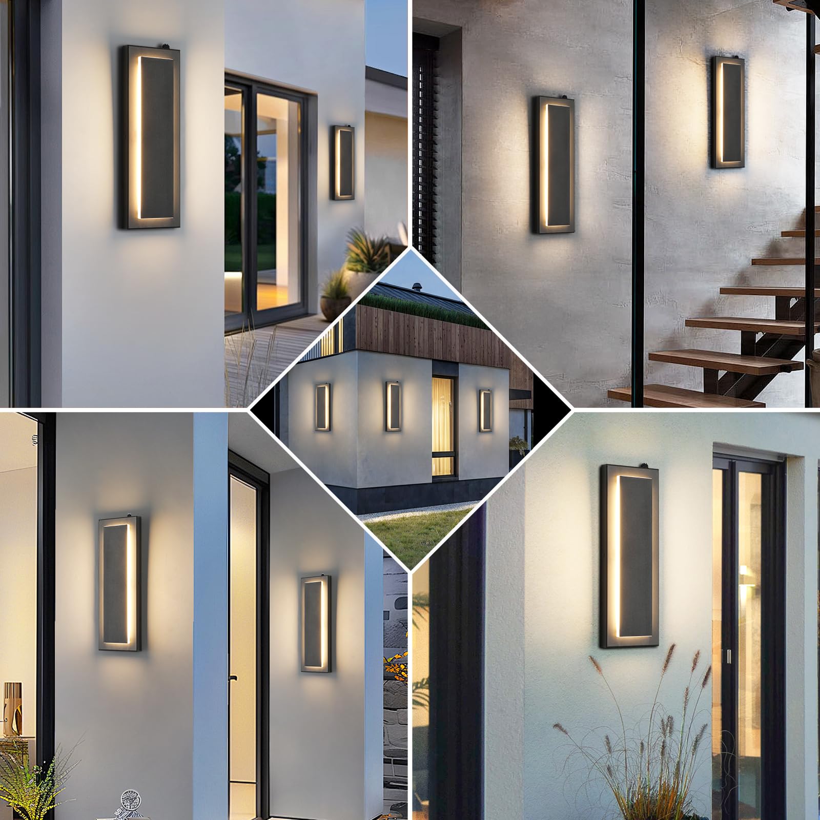 Tewei Led Outdoor Wall Sconce Dusk To Dawn Outdoor Lighting  Modern Exterior Lighting Fixtures Matte Black Led Exterior Wall Lights For House Front Porch  Warm White 3000K  2 Pack