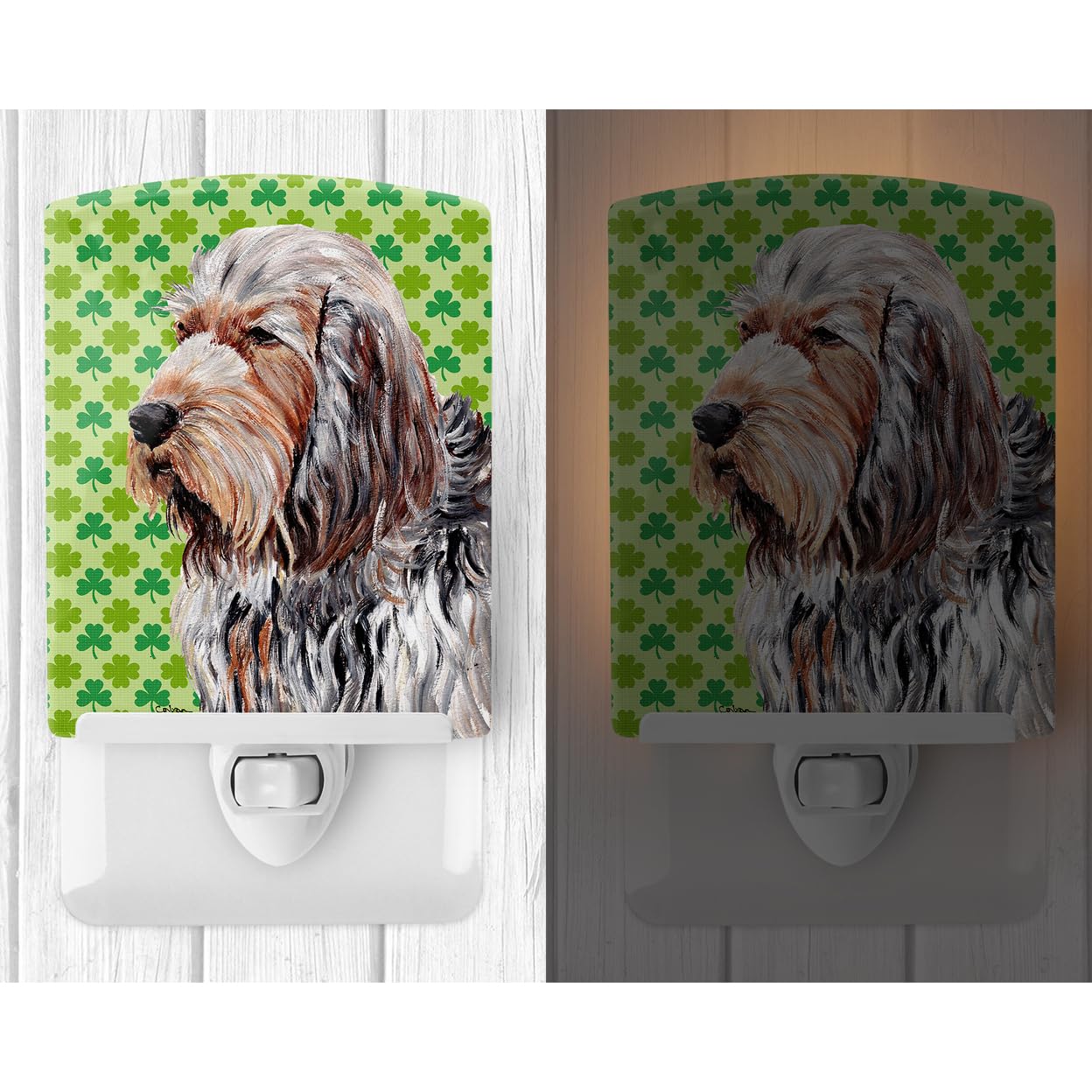 Carolines Treasures Ceramic Night Light, Otterhound Lucky Shamrock, UL-Certified, 6x4x3in, Multicolor, Model SC9732CNL