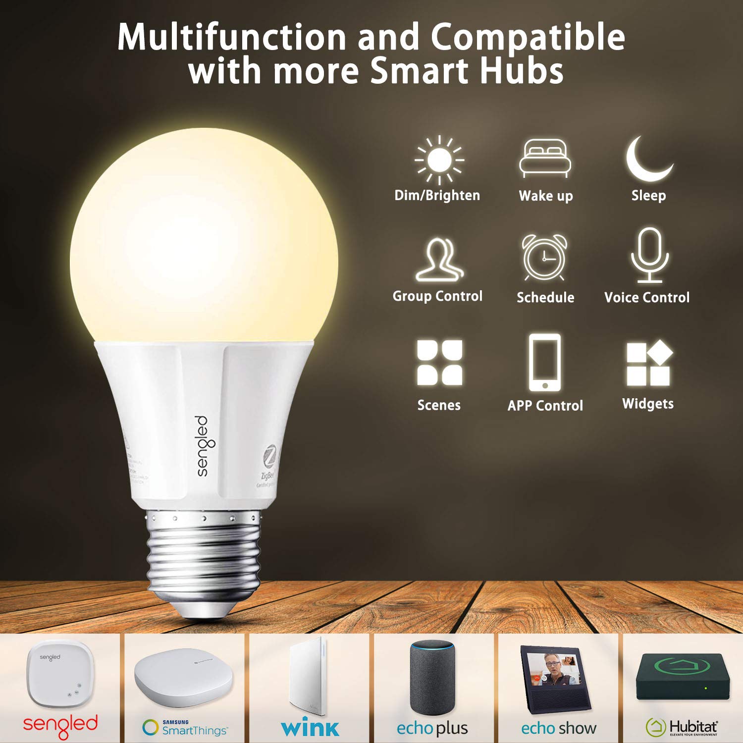 Sengled Smart Light Bulb Starter Kit, 4 Soft White Dimmable A19 E26 Bulbs, 800LM, Alexa & Google Home Compatible, Model E29-NA0511
