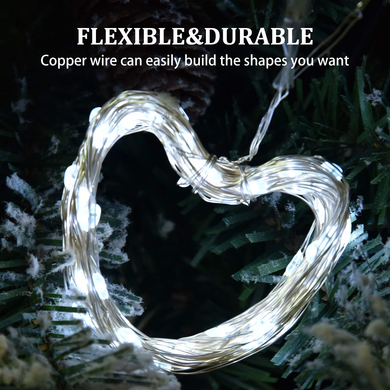 Sprklinlin 2 Pack 100 Led Solar Power Fairy Lights, 33Ft Outdoor Fairy Lights Waterproof Copper Wire 8 Modes Fairy Lights For Garden, Patio, Wedding, Party, Christmas, Home (White)