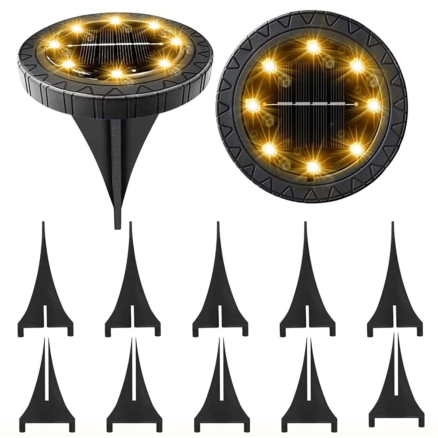 KDORRKU Solar Powered Ground Lights 2Pack,Waterproof LED Solar Lights Outdoor Solar Disk Lights Decorative,Solar Garden Lights f