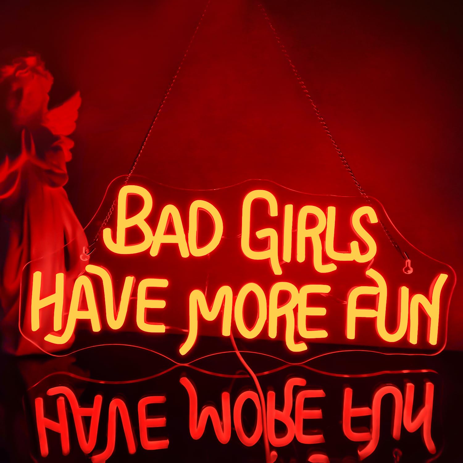 NOSUN Neon Sign - LED Light Up Wall Decor for Bar, Party, Club, Bedroom - Red Color