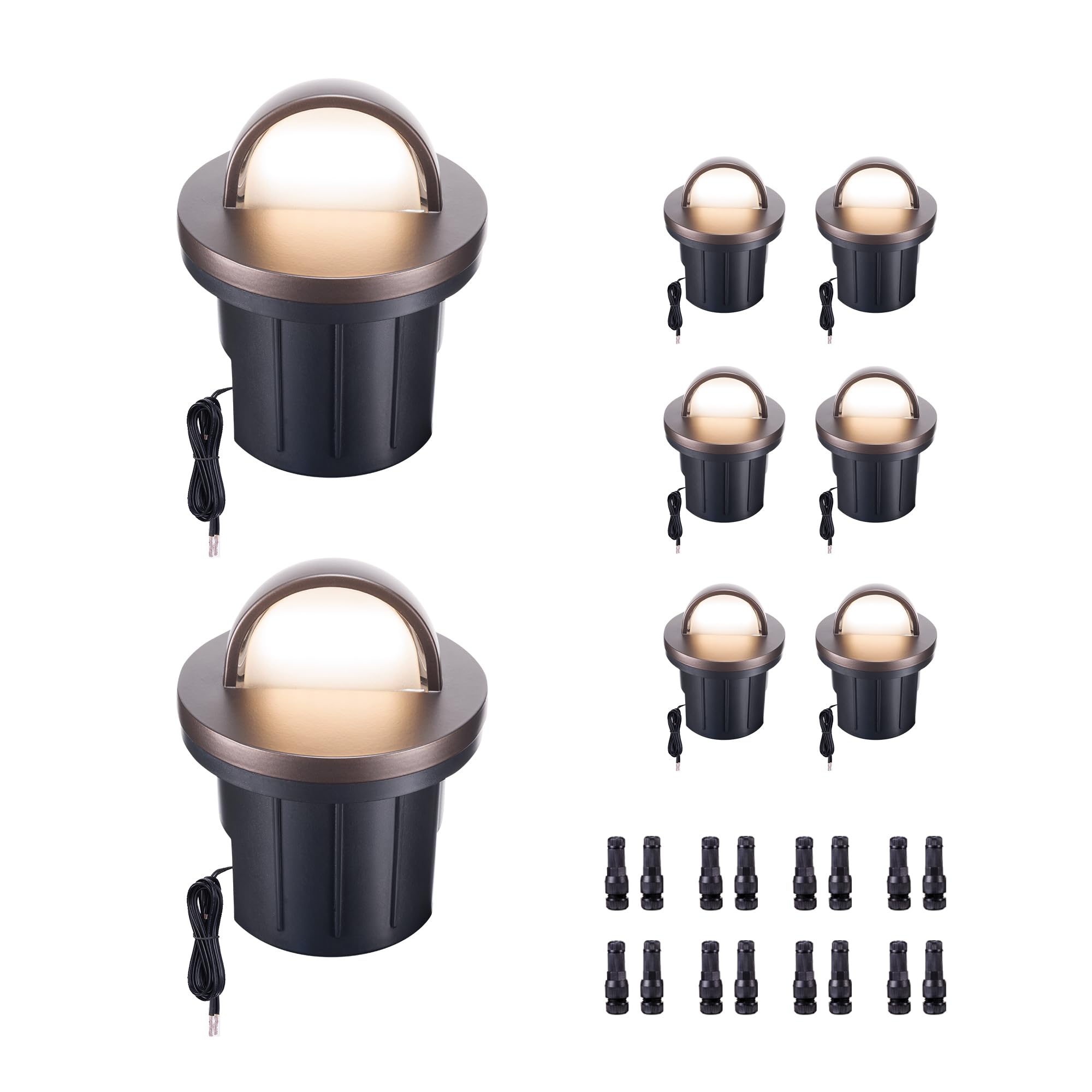 Varmtalys Ground Well Lights, Low Voltage Landscape Inground Lights, LED Outdoor Waterproof IP67, 12V Wired Aluminum Half Sided 