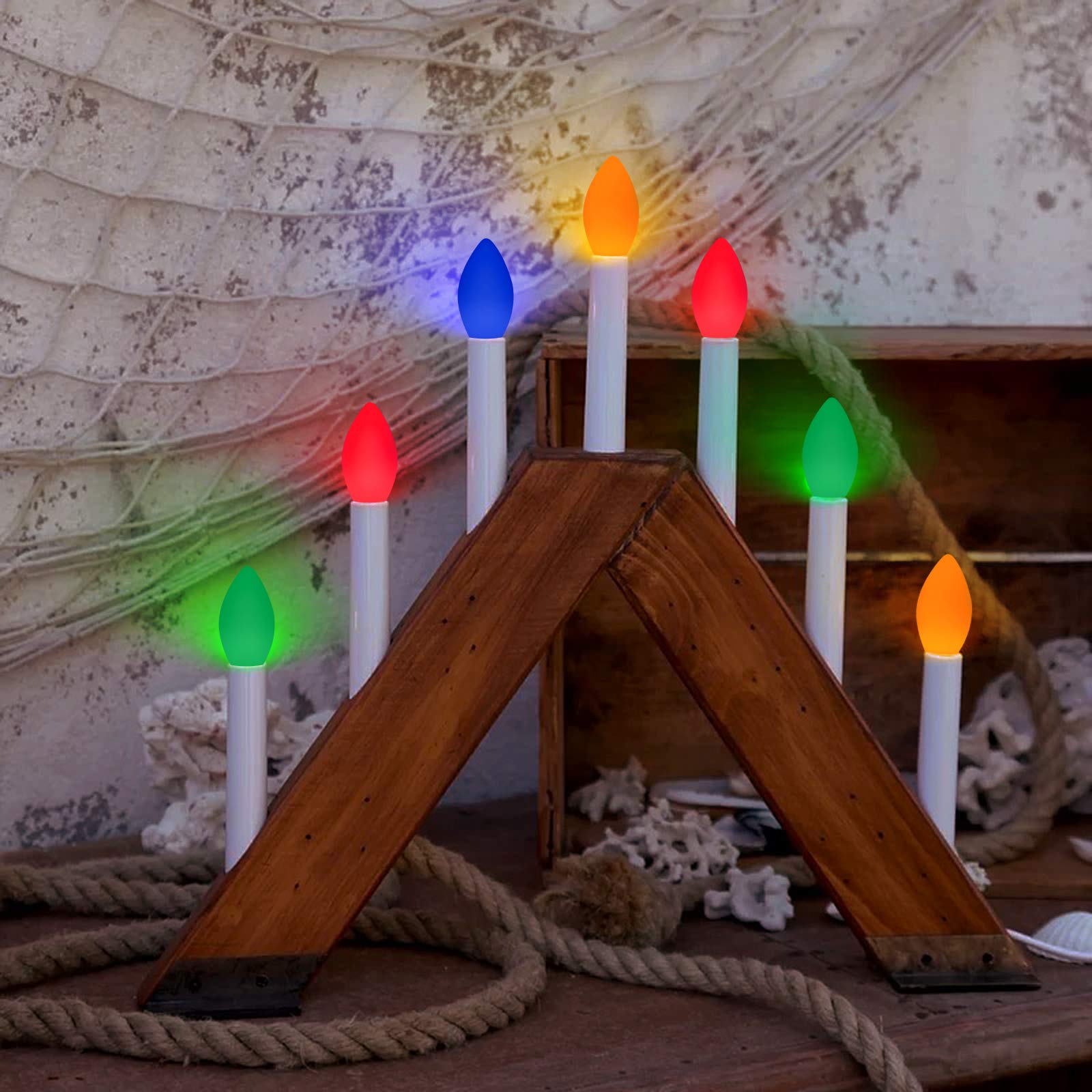 Aiddomm 25 Pack Dimmable Led Christmas Replacement Bulbs, Multi-Colored C7 E12 Candelabra Base