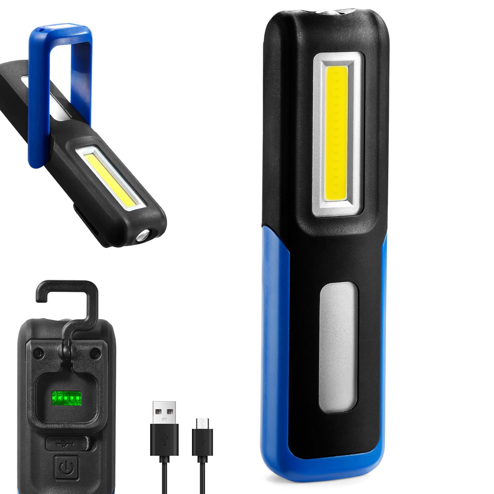 Shinrow Work Light, 1000 Lumens Bright Led Work Lights, Rechargeable Work Light For Mechanics Portable& Cordless, With Rotate Magnetic Base&Hooks, Mechanic Light For Car Repair/Inspection/Workshop