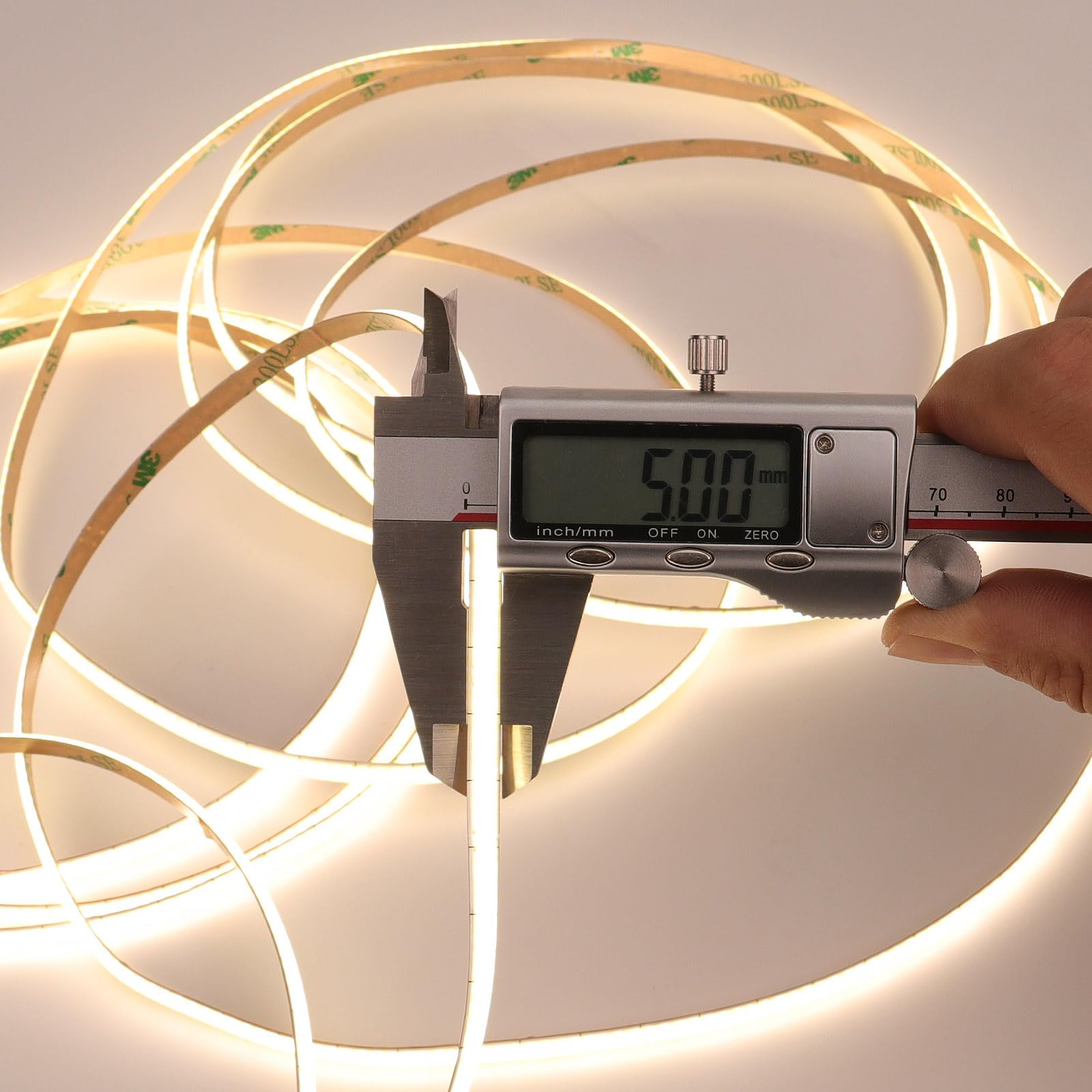 Topai 5V Cob Led Strip Narrow 5Mm Width Natural White 4000K Cri 90+ Dotless 16.4Ft 400Leds/M High Density Cuttable Flexible Led Tape Light For Cabinet Home Diy Lighting Projects