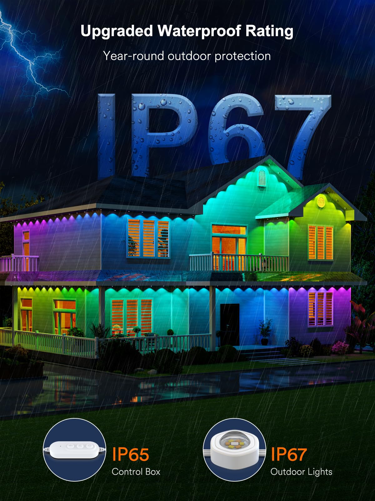 Angelhalo 50Ft Outdoor Led Lights, Ip65 Waterproof, Alexa Compatible, Warm & Cool White