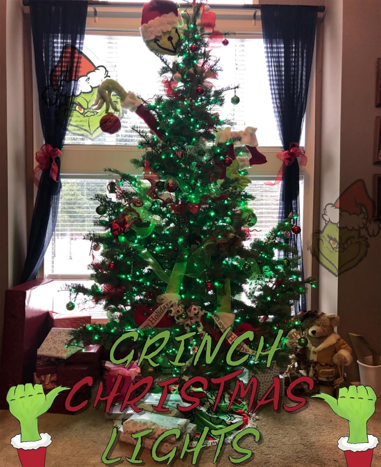 Yeguo 165Ft 500 Led Green Christmas Lights Outdoor Waterproof, Clear Wire String Lights Indoor, 8 Modes Twinkle Tree Lights Plug