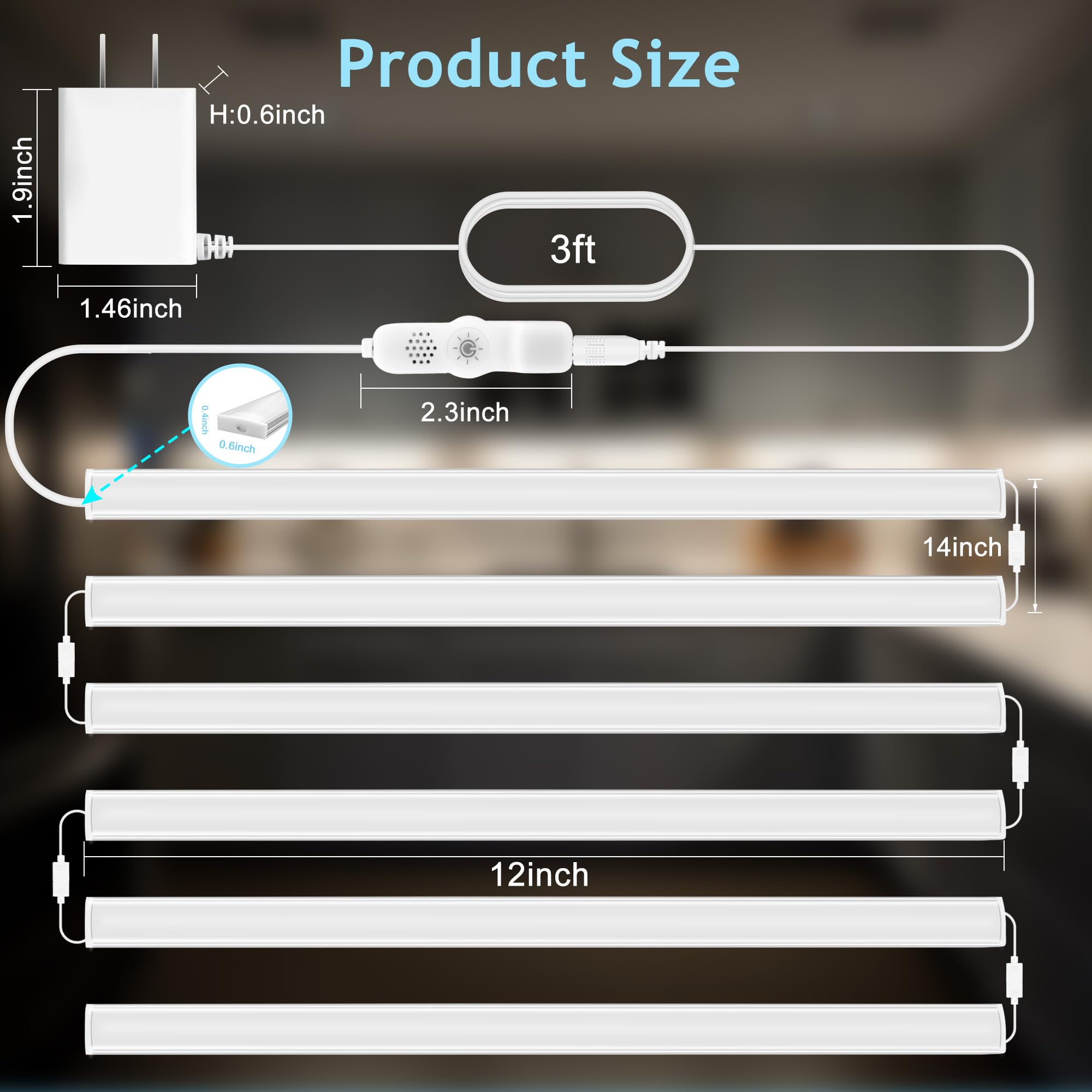 Maylit Under Cabinet Lights Plug In, 6 Pcs 12 Inch Multi-Color Under Cabinet Lighting, Super Bright Under Counter Lights For Kitchen, Ultra Thin Dimmable Light For Cabinet, Counter, Workbench, Desk