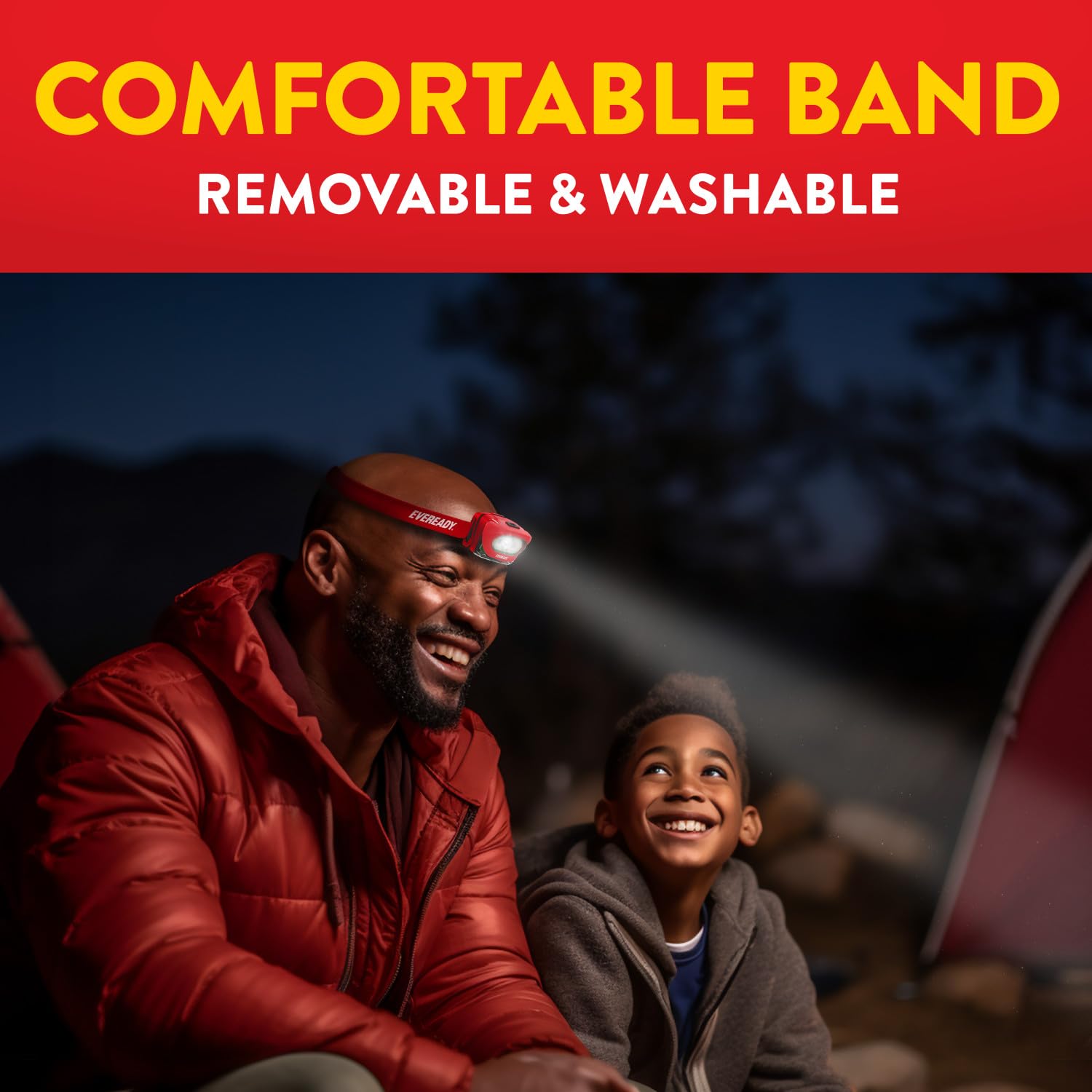 Eveready X200 LED Rechargeable Headlamps, Super Bright, IPX4 Water Resistant, 2 Pack, Red, Model E304142200