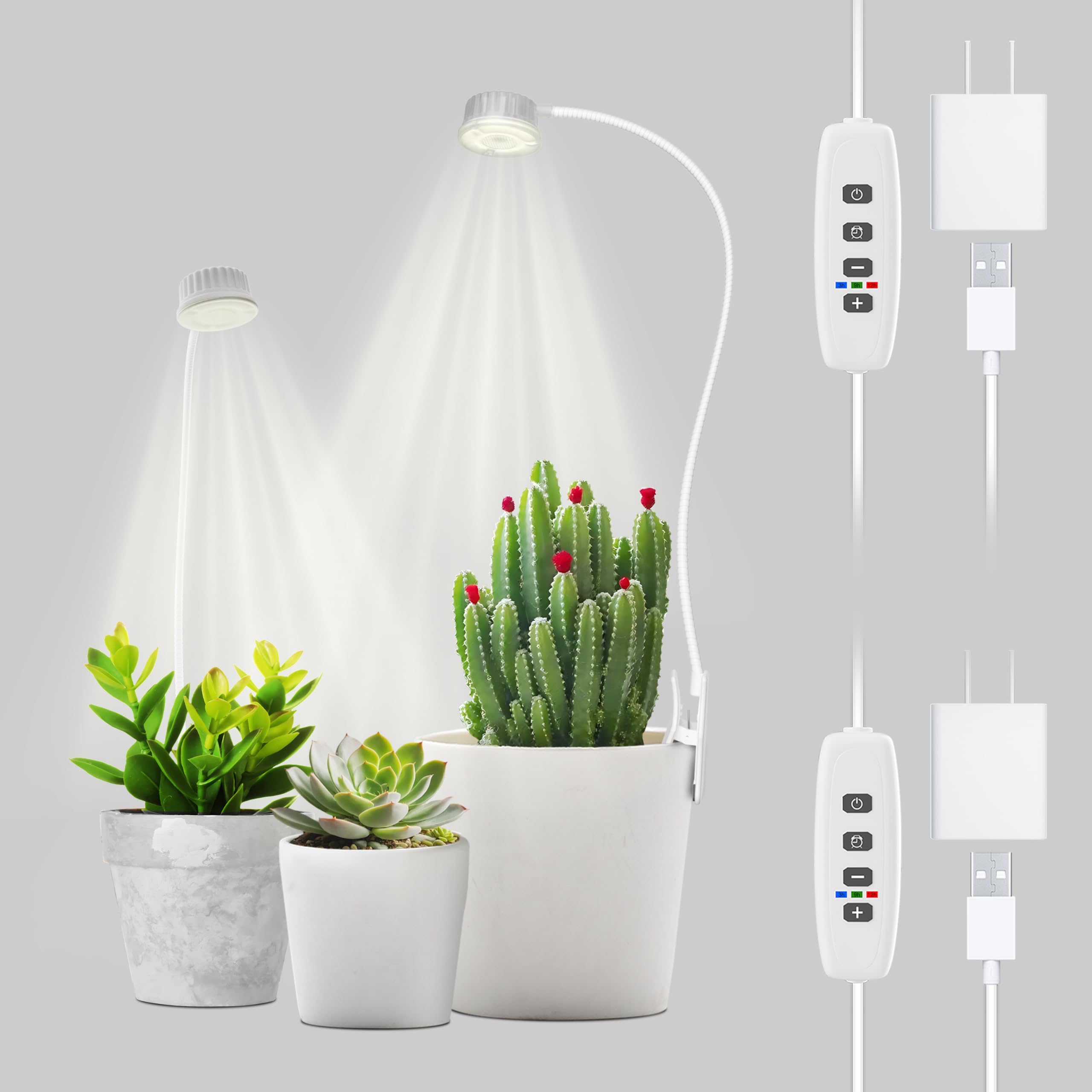 Shyineyou Small Grow Lights for Indoor Plants Full Spectrum,Plant Lights for Indoor Growing, Clip on Plant Grow Light with 3/9/1