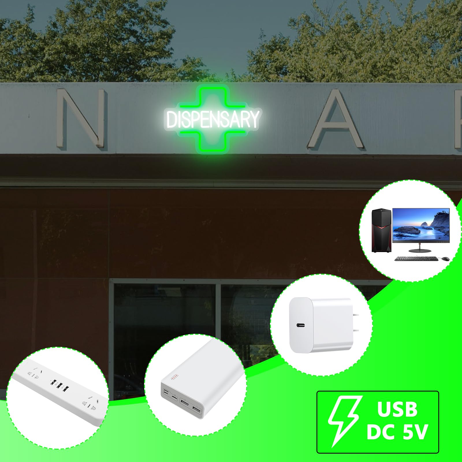 AUGELRE Neon Sign, Green Cross LED Wall Decor, Dimmable Acrylic Light for Home, Shop, Club, Pub, Party Decorations