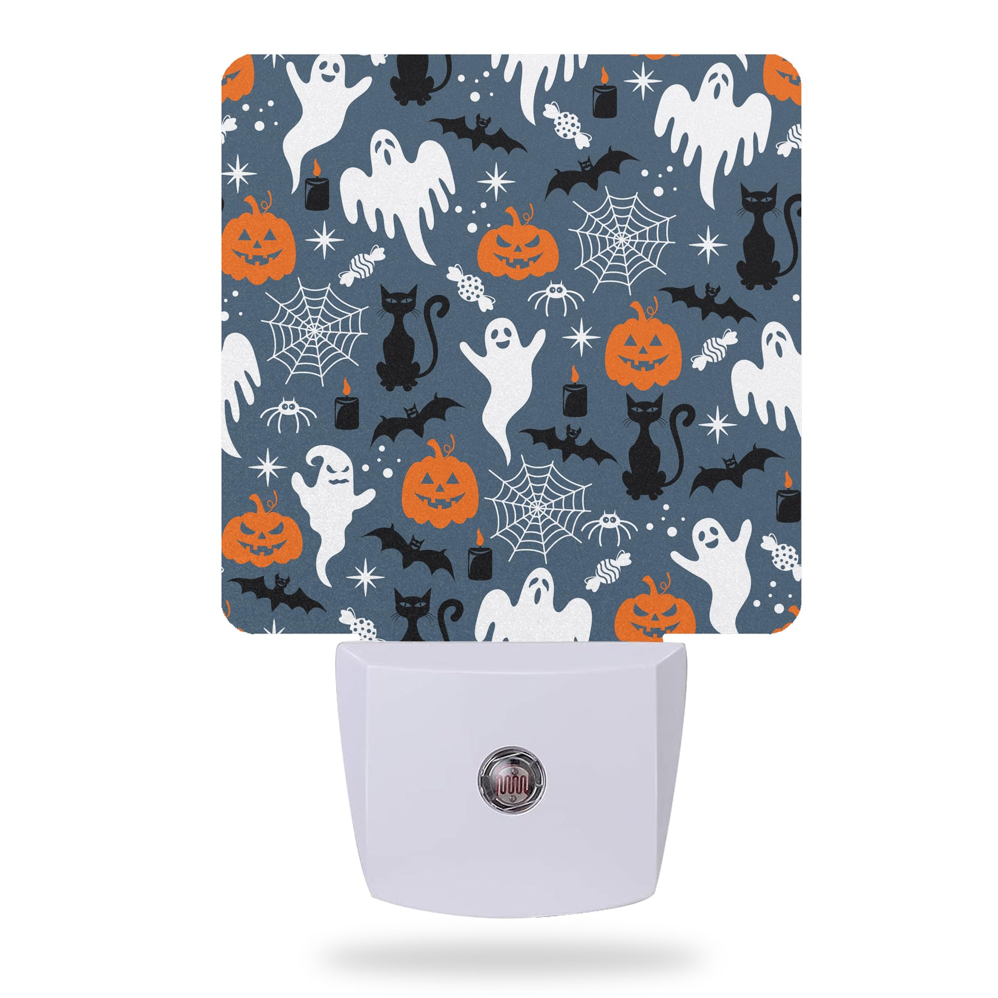 Aowula Halloween Night Lights Plug Into Wall,Black Cat Ghost Pumpkin Night Light Dusk To Dawn Sensor Led Lamp 0.5W For Boys/Girls/Women/Men Decorations Room 0.5W Sleep Friendly