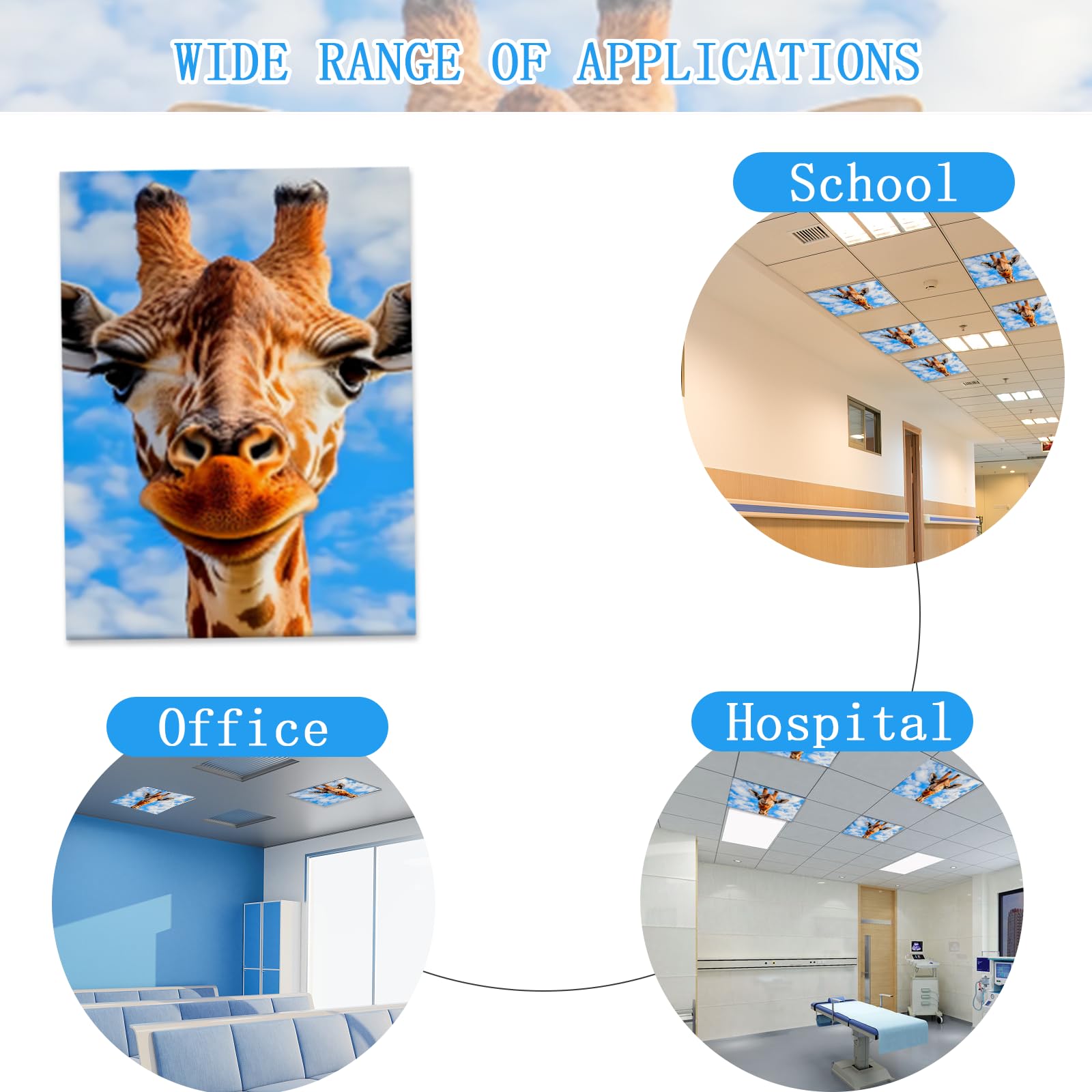 Scwisoas Fluorescent Light Covers For Ceiling Lights -Magnetic Cloud Cover For Fluorescent Or Led Fixture 2Ft X 4Ft Classroom,Ho