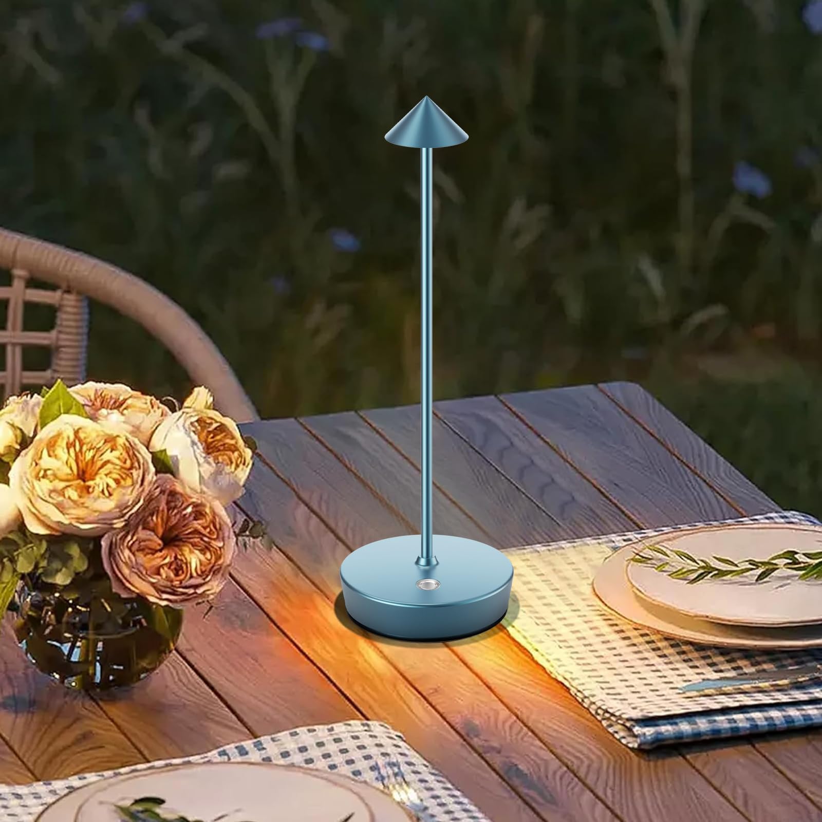 Tpczqj Rechargeable Cordless Table Lamp, LED, 6000mAh, Touch 3 Color Dimming, Waterproof, One-Blue, Model x12