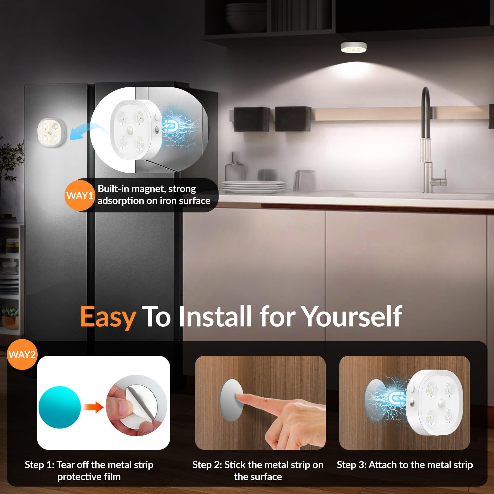 Puck Lights With Remote, 13 Colors Rechargeable Night Light, 1500Mah Under Cabinet Motion Sensor Lighting With Multicolor And Ti