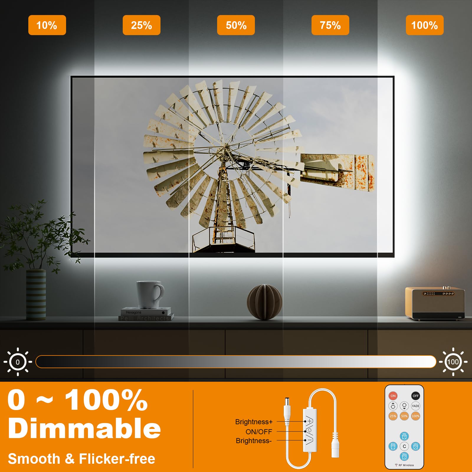 Pautix Cob Led Strip Light 16.4Ft/5M 2400Leds White 6000K,Cri93+ Super Bright High Lumen,Dimmable 24V Flexible Led Tape Light Wi