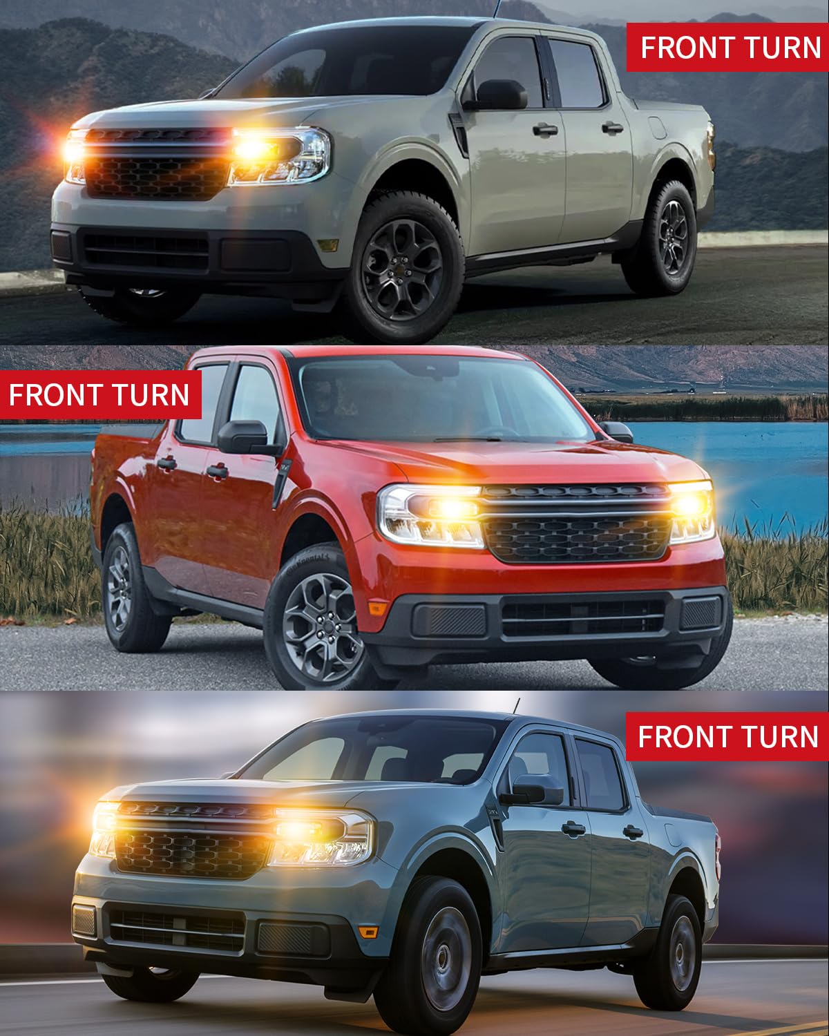 LASFIT LED Bulb Switchback Front Turn Signal Light, 4257, Aluminum, Amber/White, T3 7443 3157, for Ford Maverick/F-250/F-