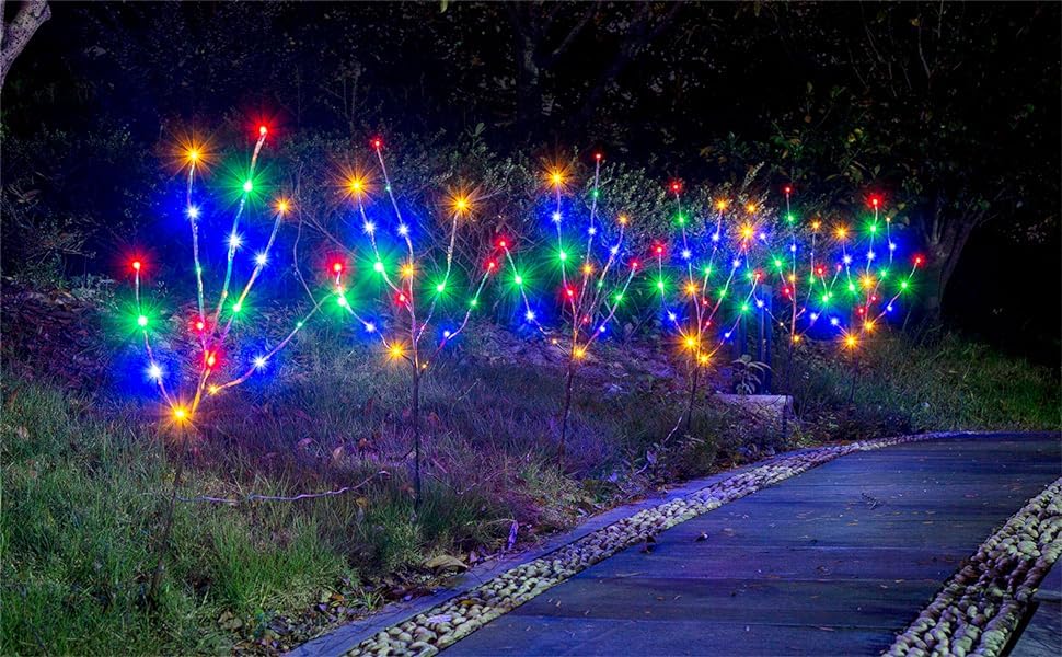 Vanthylit Pre-lit Christmas Twig Branch Pathway Lights, 30in  with 60 LED Multi Color Bulbs, Waterproof for Indoor/Outdoor Decor